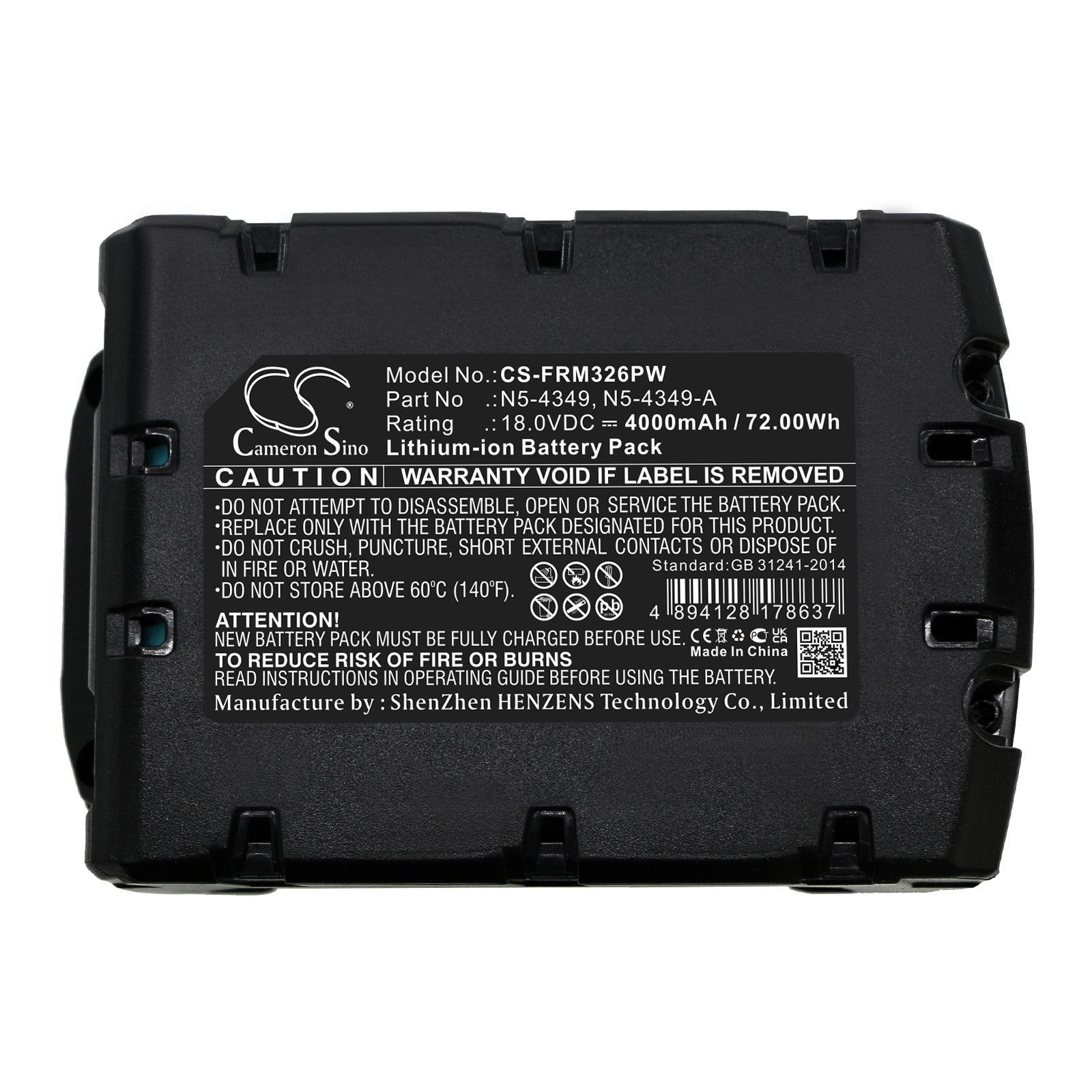 Li-ion, Strapping Tools Battery fits Fromm P318, P326, 18.0V, 4000mAh Strapping Tools Cameron Sino Technology Limited