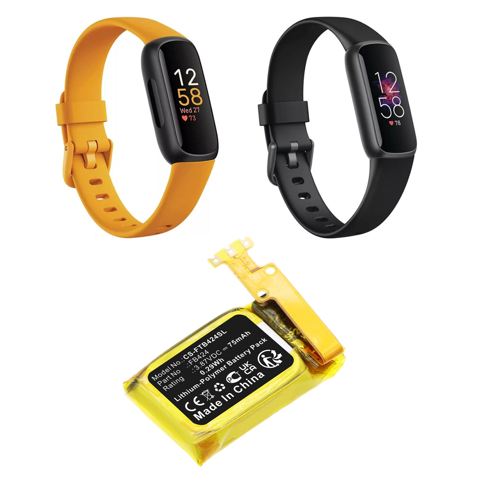 3.87V, Li-Polymer, 75mAh, Battery fits FitBit inspire 3, 0.29Wh Smartwatch Cameron Sino Technology Limited