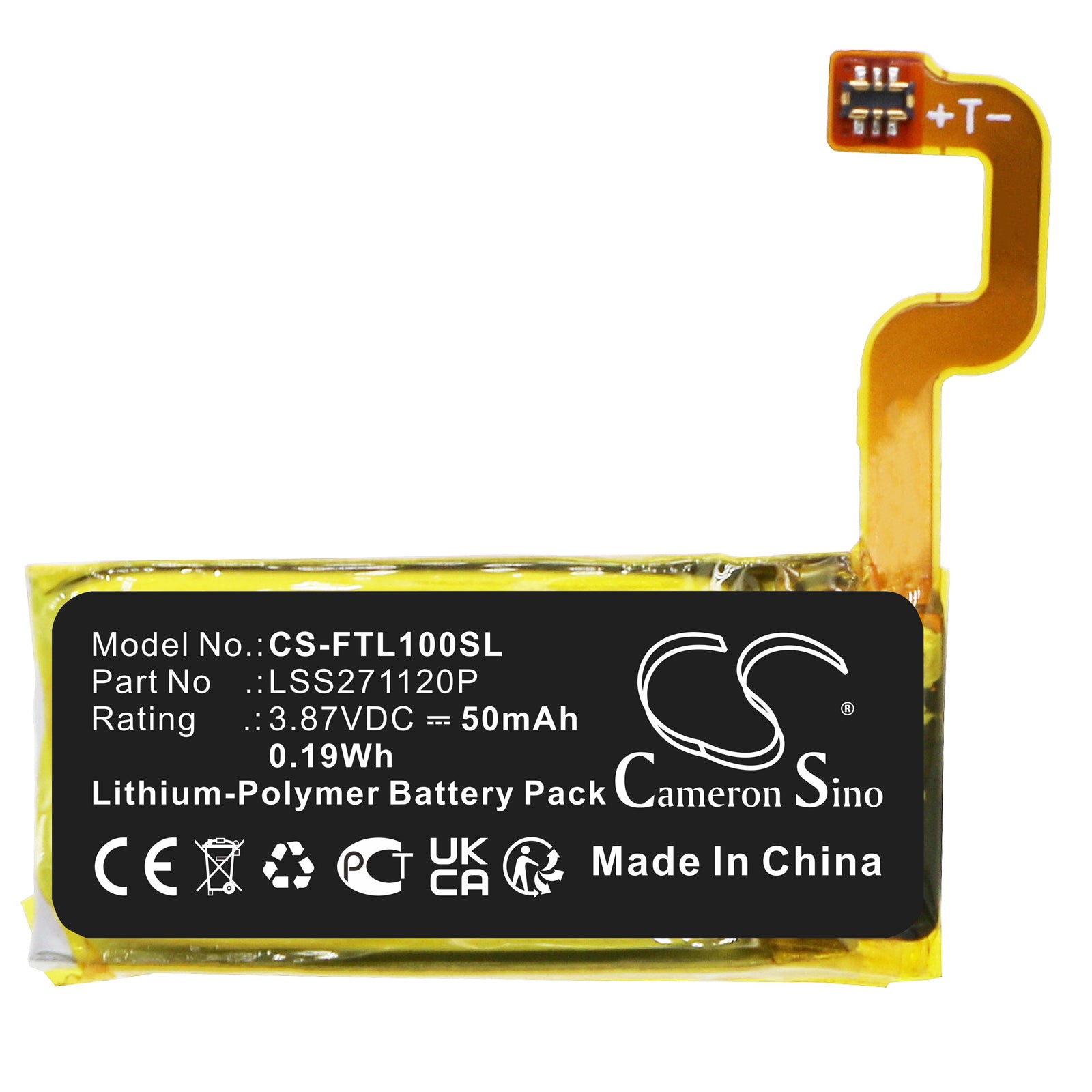 Li-Polymer, Smartwatch Battery fits Fitbit Luxe, 3.87V, 50mAh Smartwatch Cameron Sino Technology Limited
