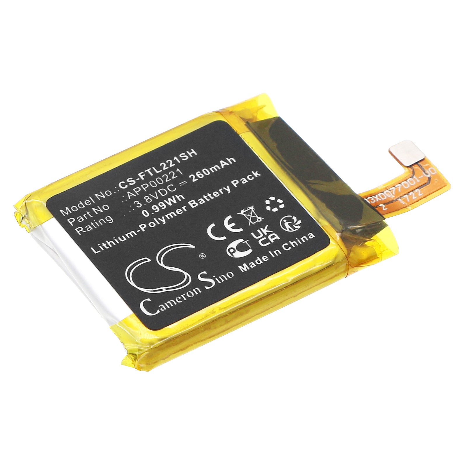 Li-Polymer, Smartwatch Battery fits Fossil Gen 4 Smartwatch, Gen 5 Smartwatch, 3.8V, 260mAh Smartwatch Cameron Sino Technology Limited
