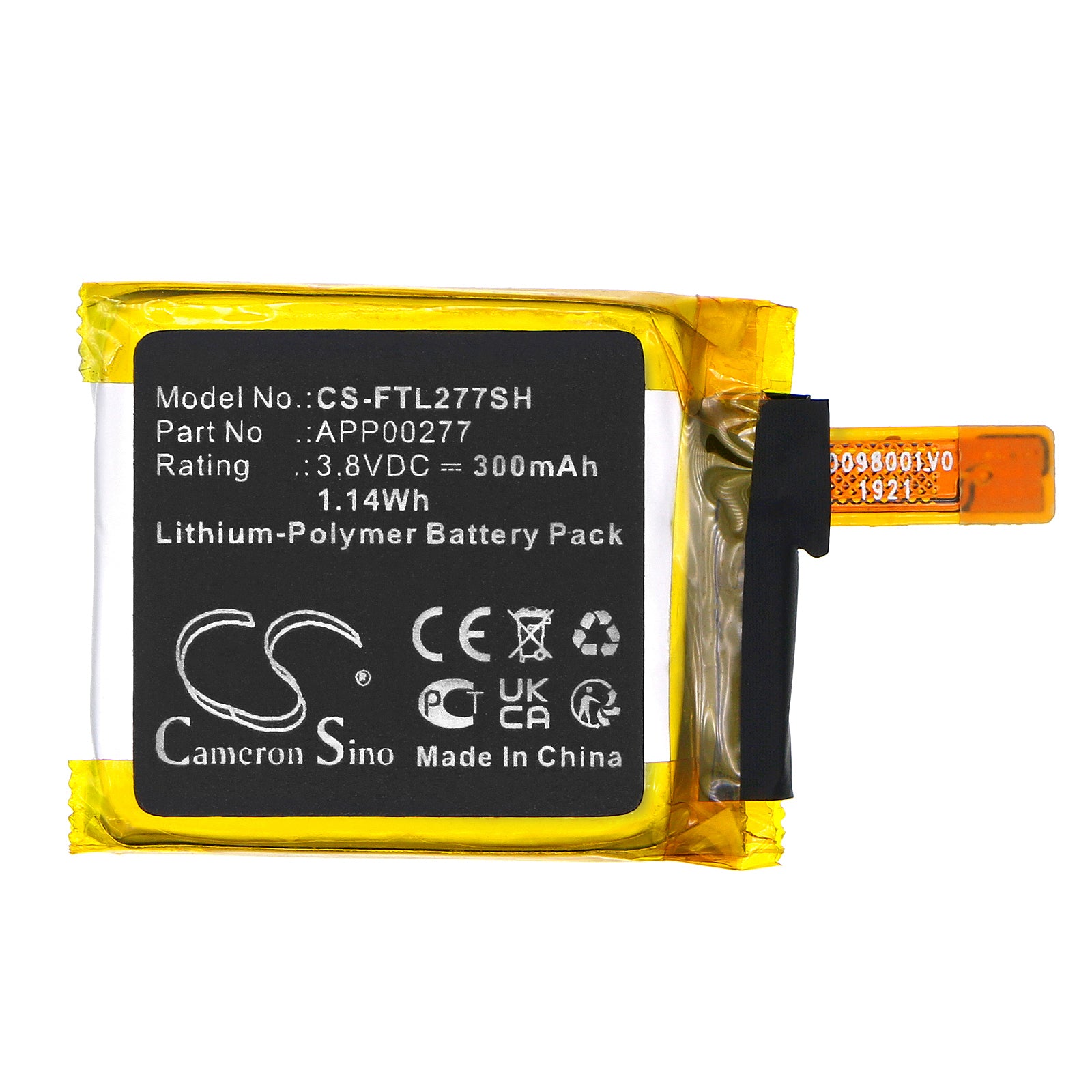 Li-Polymer, Smartwatch Battery fits Fossil Launches Lte, 3.8V, 300mAh Smartwatch Cameron Sino Technology Limited