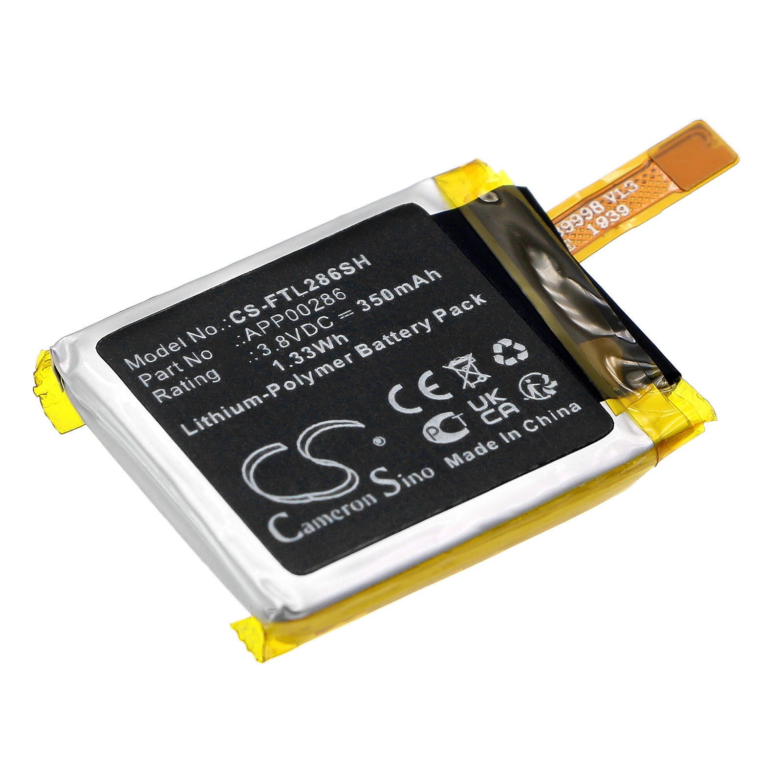 Li-Polymer, Smartwatch Battery fits Puma Smartwatch Dw9p1, Fossil Dw9k1, 3.8V, 350mAh Smartwatch Cameron Sino Technology Limited