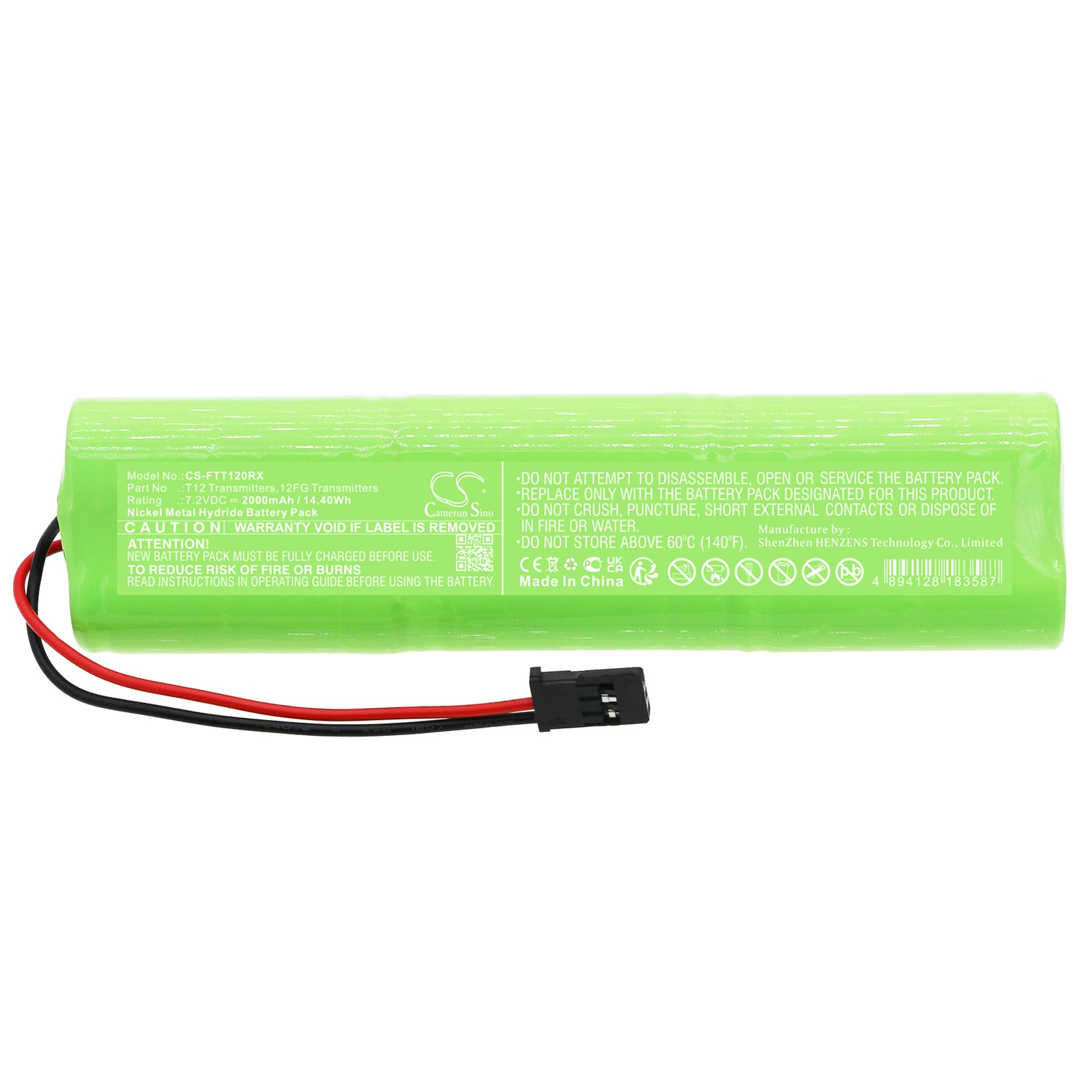 Ni-MH, Remote Controller Battery fits Futaba 12fg Transmitters, 8fg Super, 7.2V, 2000mAh Remote Controller Cameron Sino Technology Limited