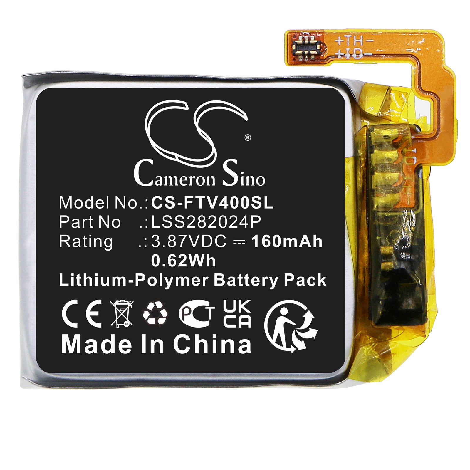 Li-Polymer, Smartwatch Battery fits Fitbit Versa 4, 3.87V, 160mAh Smartwatch Cameron Sino Technology Limited