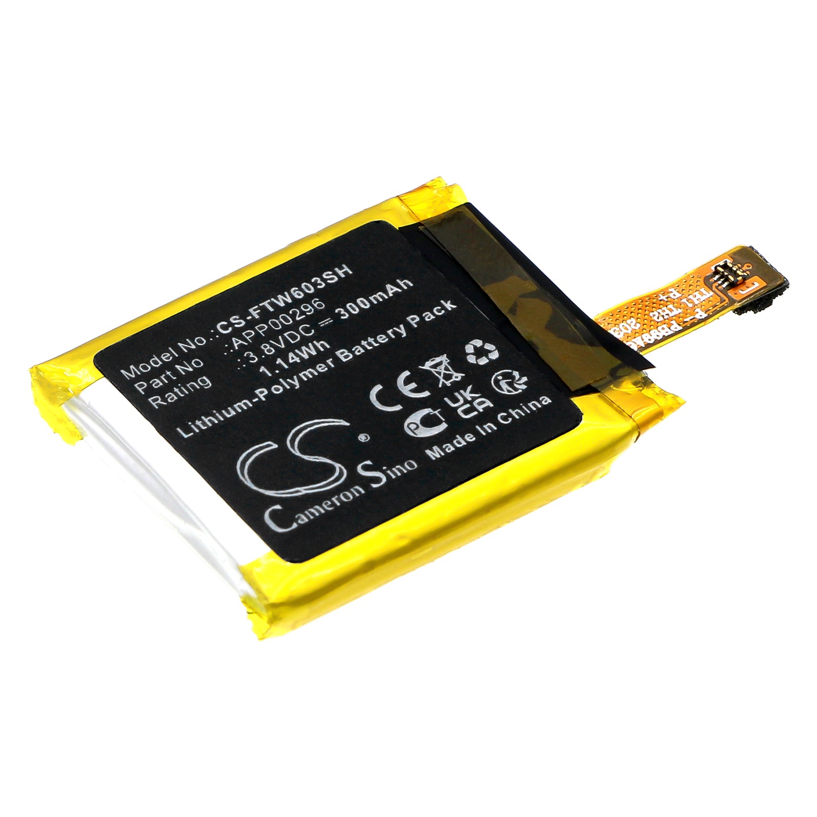 Li-Polymer, Smartwatch Battery fits Fossil Julianna Hr Ftw6035, 3.8V, 300mAh Smartwatch Cameron Sino Technology Limited