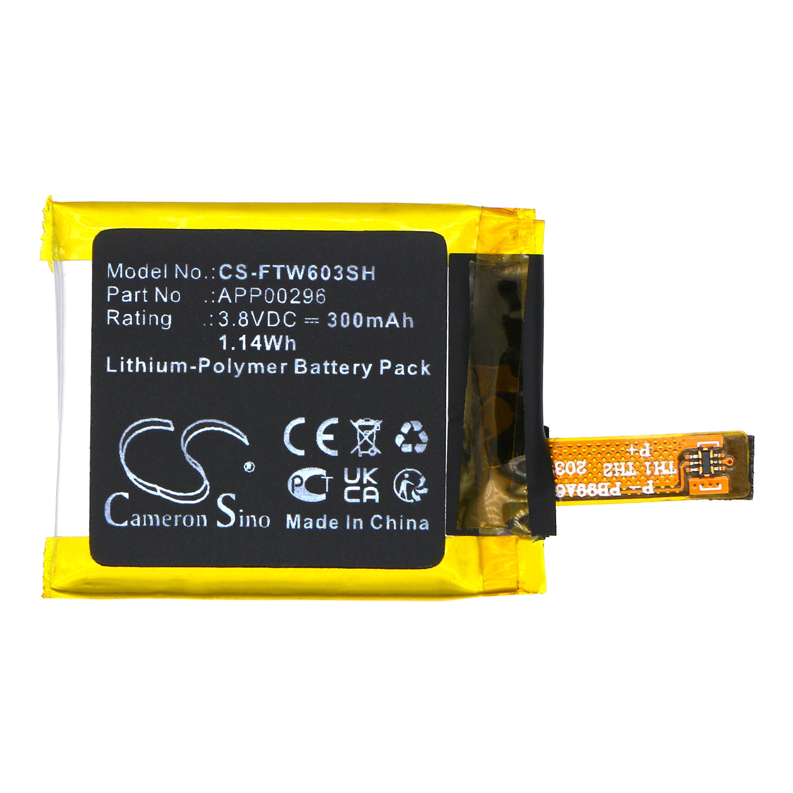 Li-Polymer, Smartwatch Battery fits Fossil Julianna Hr Ftw6035, 3.8V, 300mAh Smartwatch Cameron Sino Technology Limited
