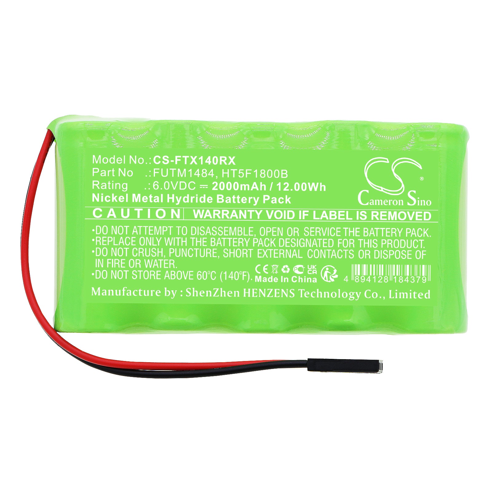 Ni-MH, Remote Controller Battery fits Futaba Transmitter 10j, Transmitter 14sg, 6.0V, 2000mAh Remote Controller Cameron Sino Technology Limited