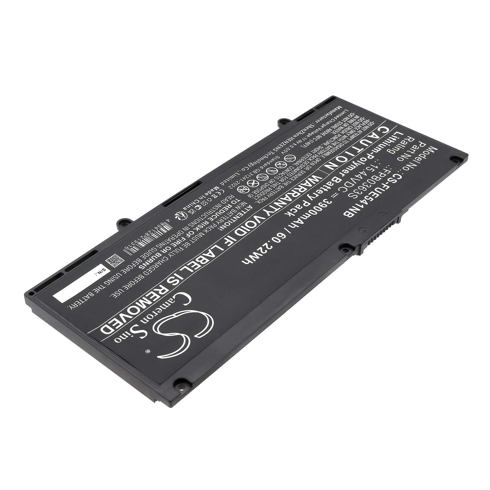 15.44V, Li-Polymer, 3900mAh, Battery fits Fujitsu LIFEBOOK E5413, LIFEBOOK U7312, 60.22Wh Notebook, Laptop Cameron Sino Technology Limited