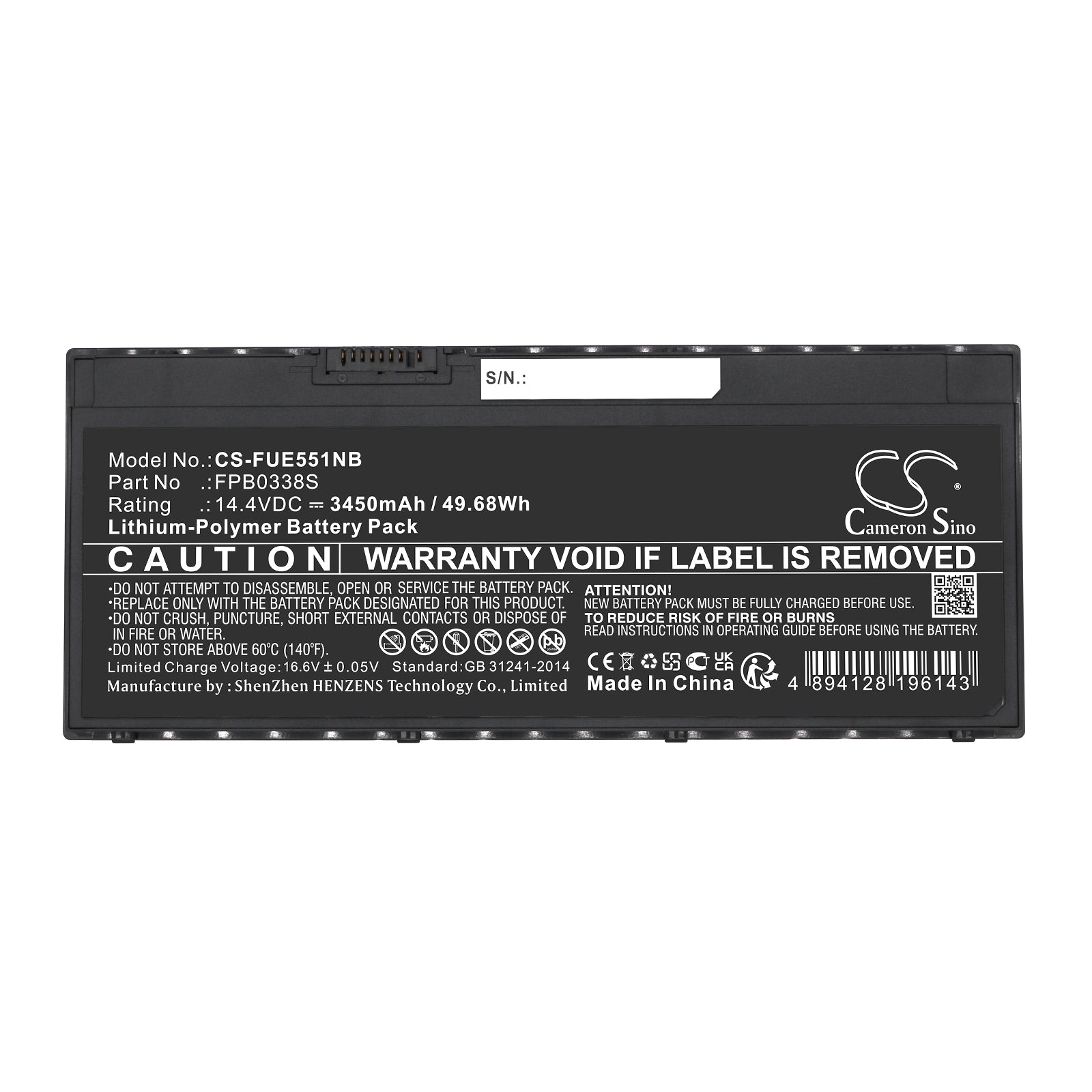 Li-Polymer, Notebook, Laptop Battery fits Fujitsu Lifebook E4411 Vfy E4411mf5amn, Lifebook E4411 Vfy E4411mf5cmg, 14.4V, 3450mAh Notebook, Laptop Cameron Sino Technology Limited