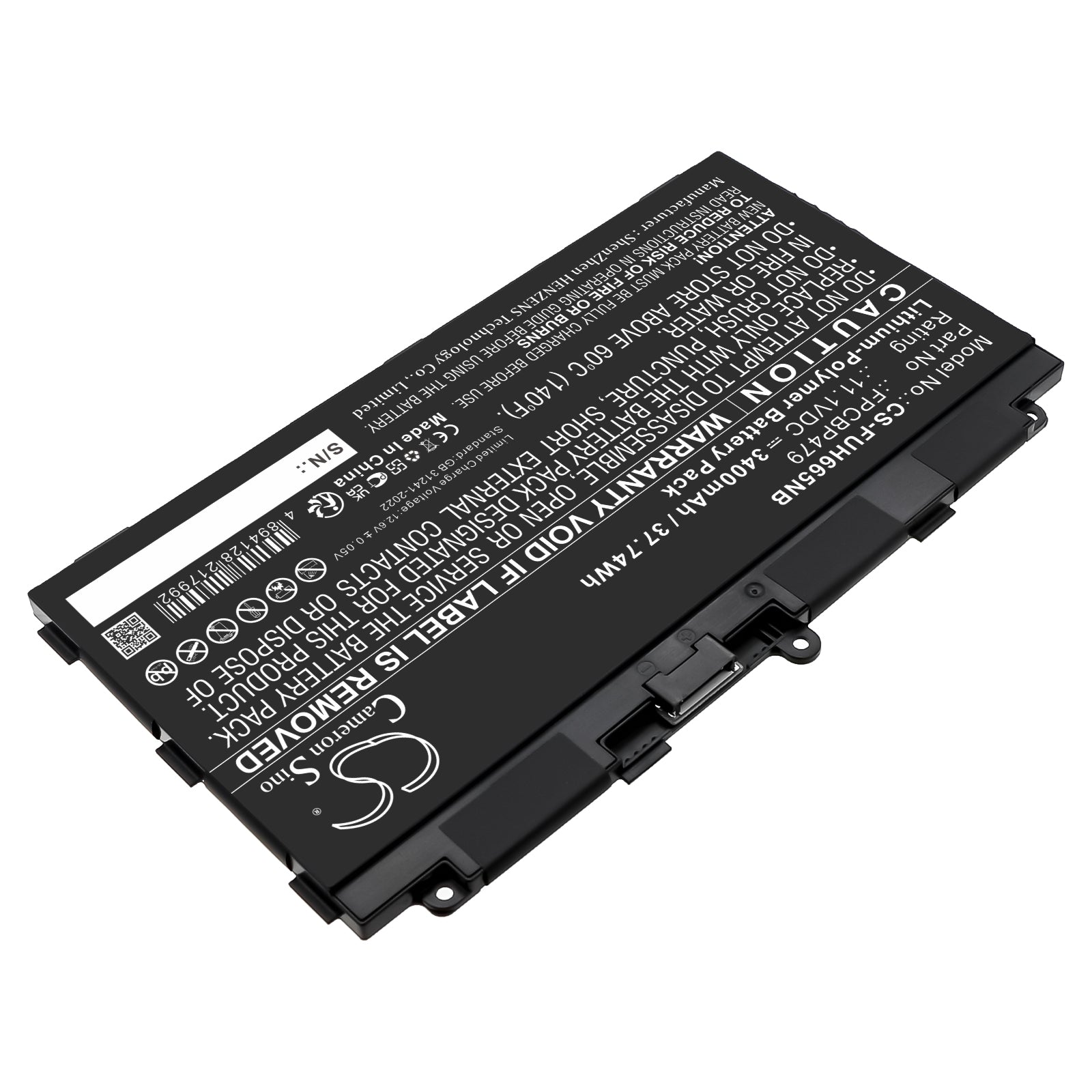 11.1V, Li-Polymer, 3400mAh, Battery fits Fujitsu Stylistic Q616, Stylistic Q665, 37.74Wh Notebook, Laptop Cameron Sino Technology Limited