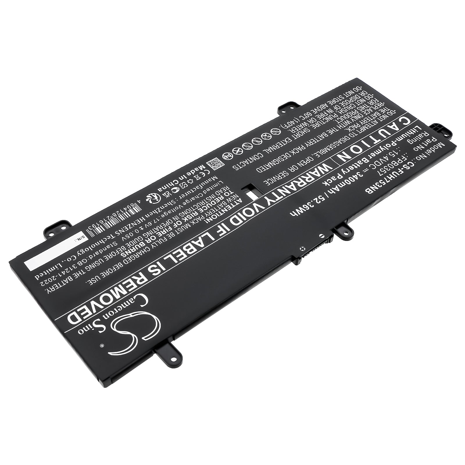 15.4V, Li-Polymer, 3400mAh, Battery fits Fujitsu LifeBook CH75/E3, LifeBook CH90/E3, 52.36Wh Tablet Cameron Sino Technology Limited