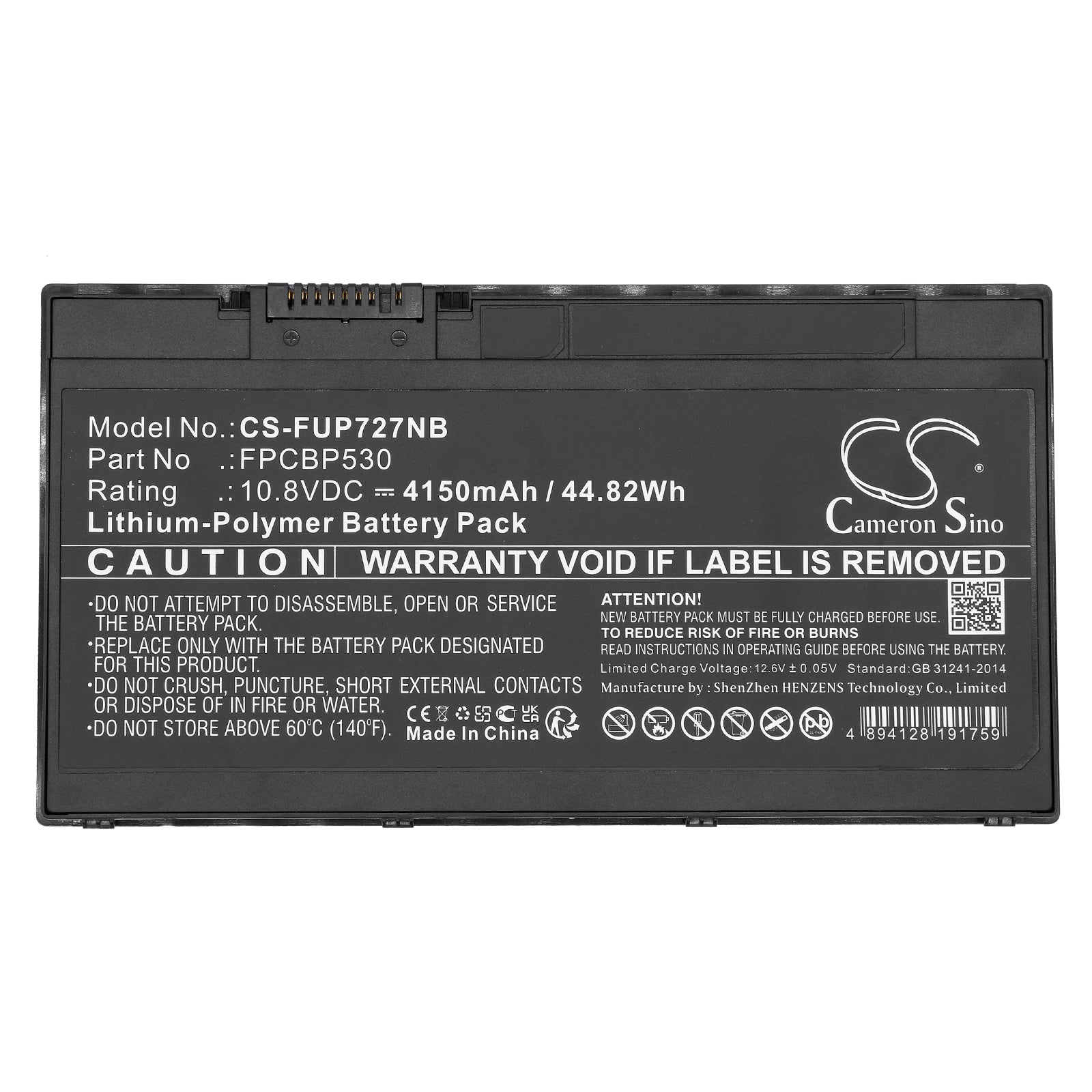 Li-Polymer, Notebook, Laptop Battery fits Fujitsu Lifebook P727, Lifebook P728, 10.8V, 4150mAh Notebook, Laptop Cameron Sino Technology Limited