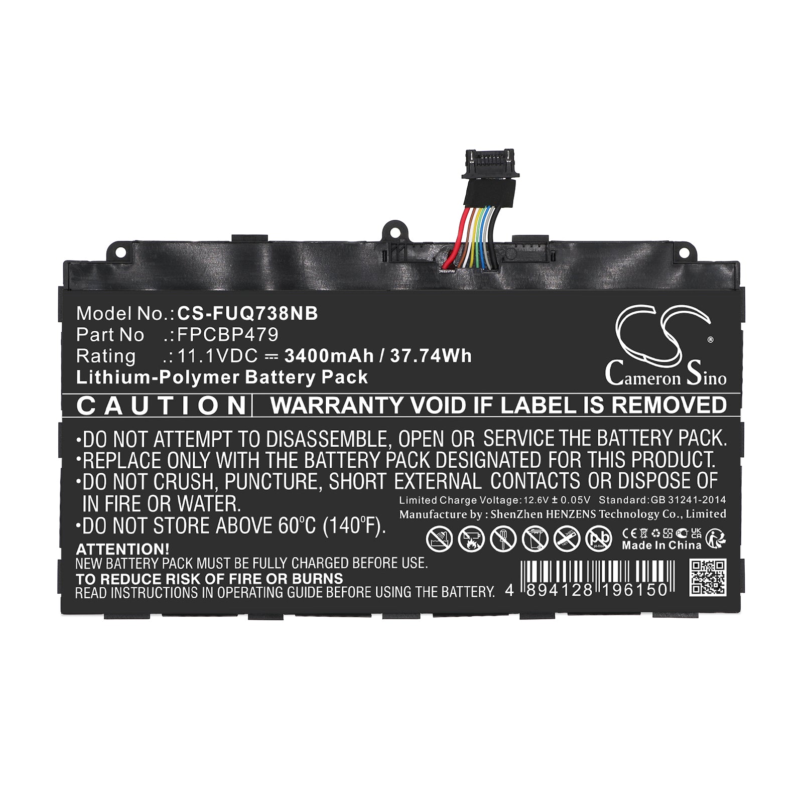 Li-Polymer, Notebook, Laptop Battery fits Fujitsu Stylistic Q616, Stylistic Q665, 11.1V, 3400mAh Notebook, Laptop Cameron Sino Technology Limited