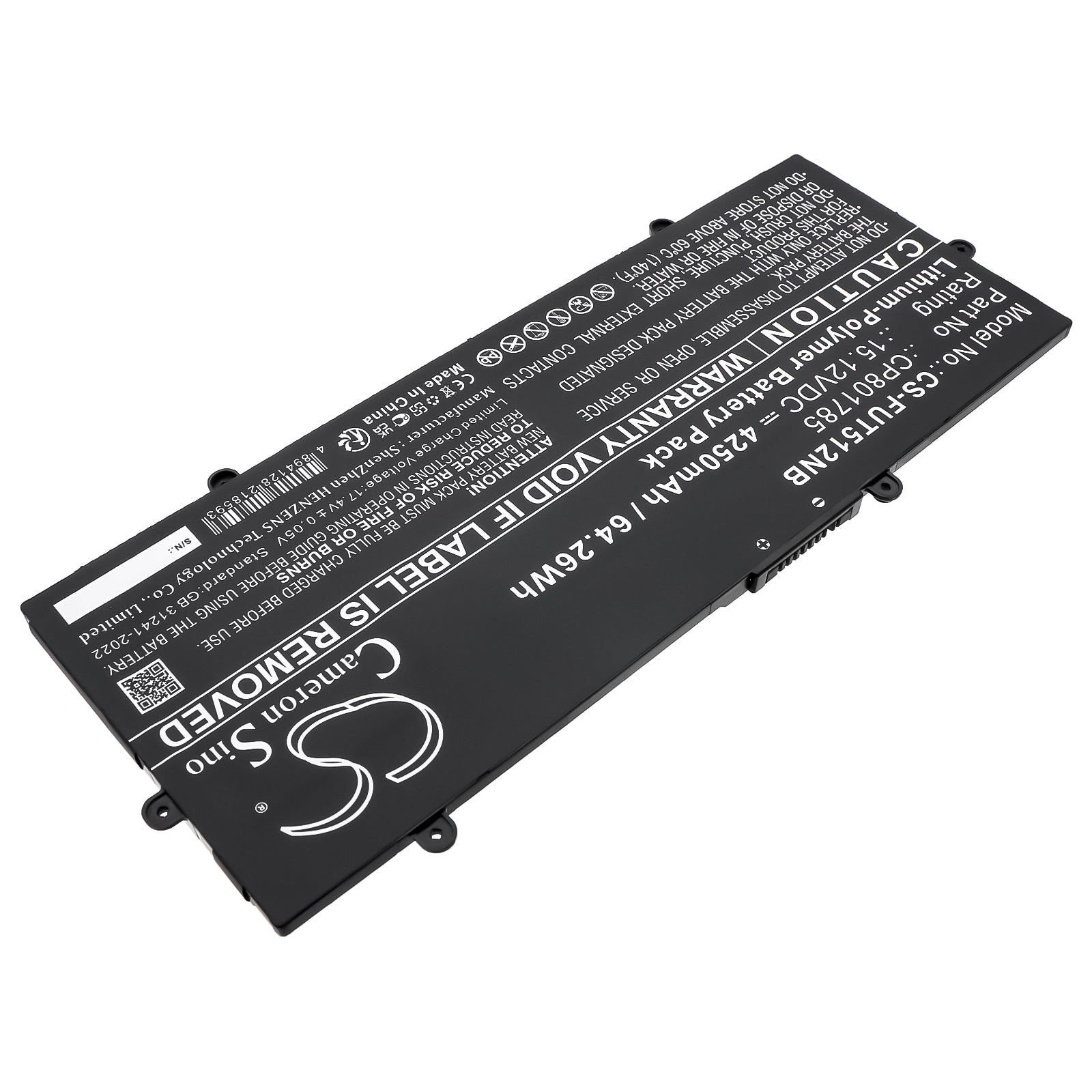 15.12V, Li-Polymer, 4250mAh, Battery fits Fujitsu LifeBook E4512, LifeBook E5512, 64.26Wh Notebook, Laptop Cameron Sino Technology Limited