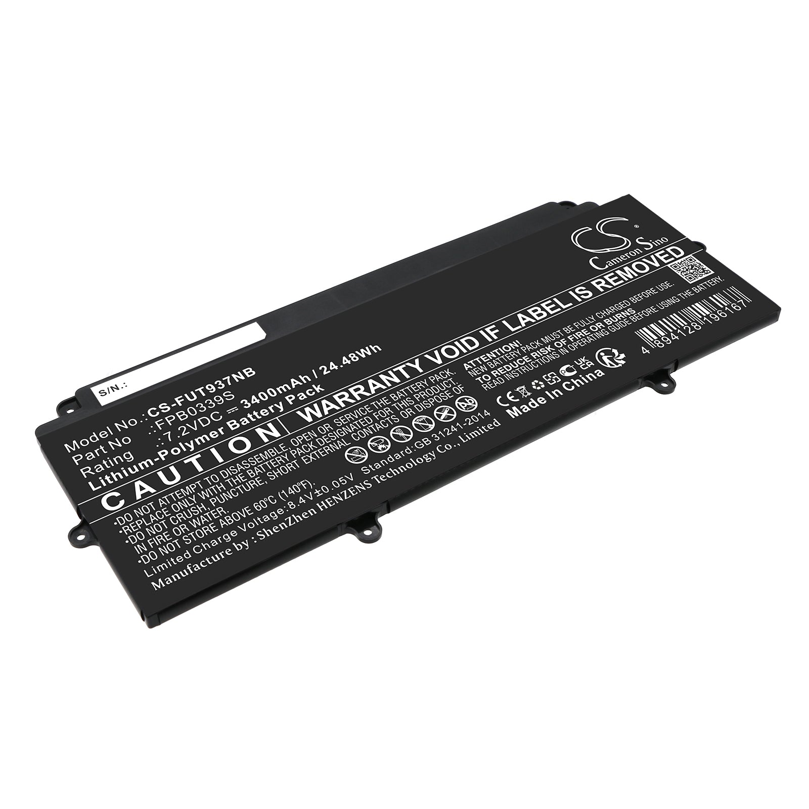 Li-Polymer, Notebook, Laptop Battery fits Fujitsu Futro Mu937, 7.2V, 3400mAh Notebook, Laptop Cameron Sino Technology Limited
