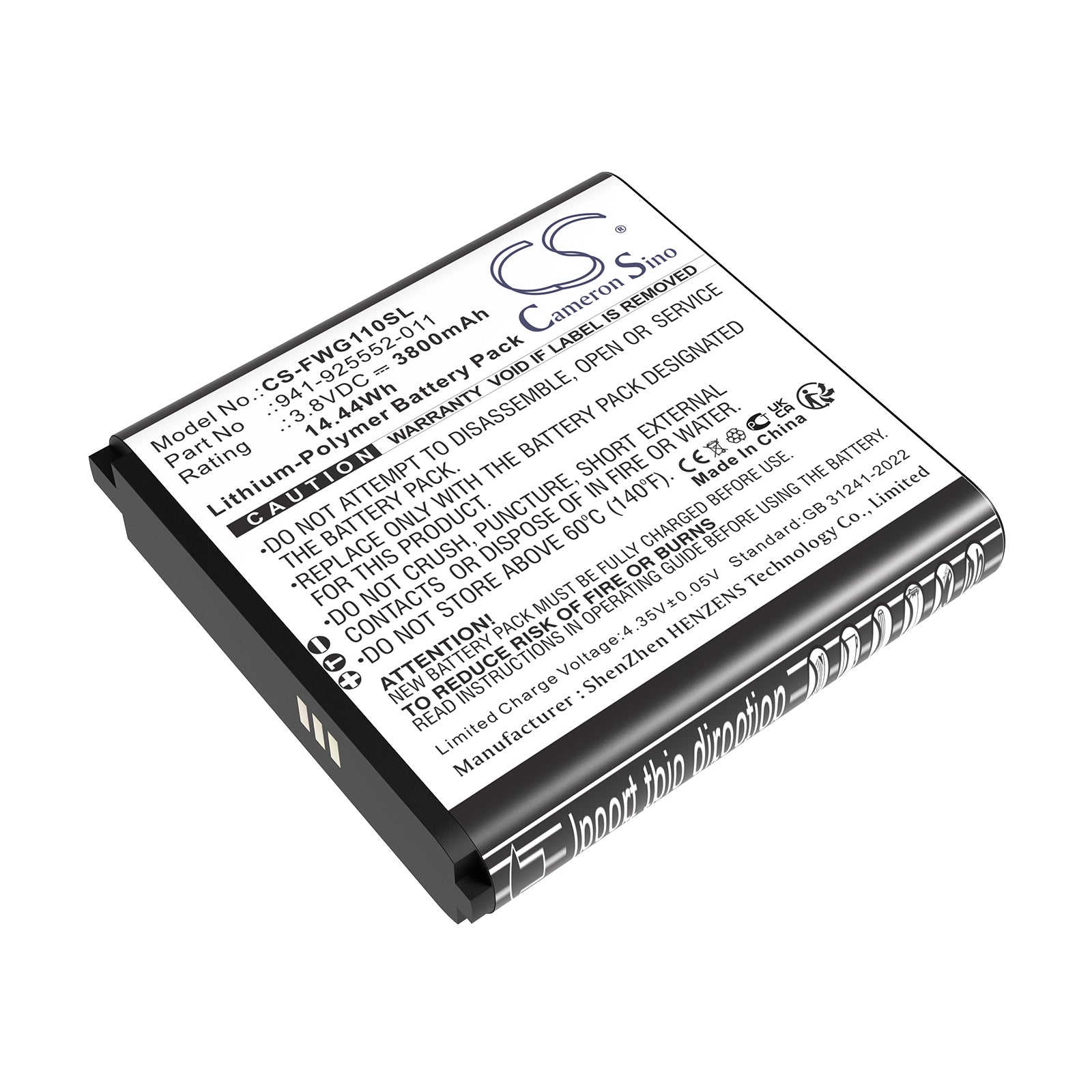 3.8V, Li-Polymer, 3800mAh, Battery fits JexStream RG1100 | Franklin Wireless RG1100, 14.44Wh Hotspot Cameron Sino Technology Limited