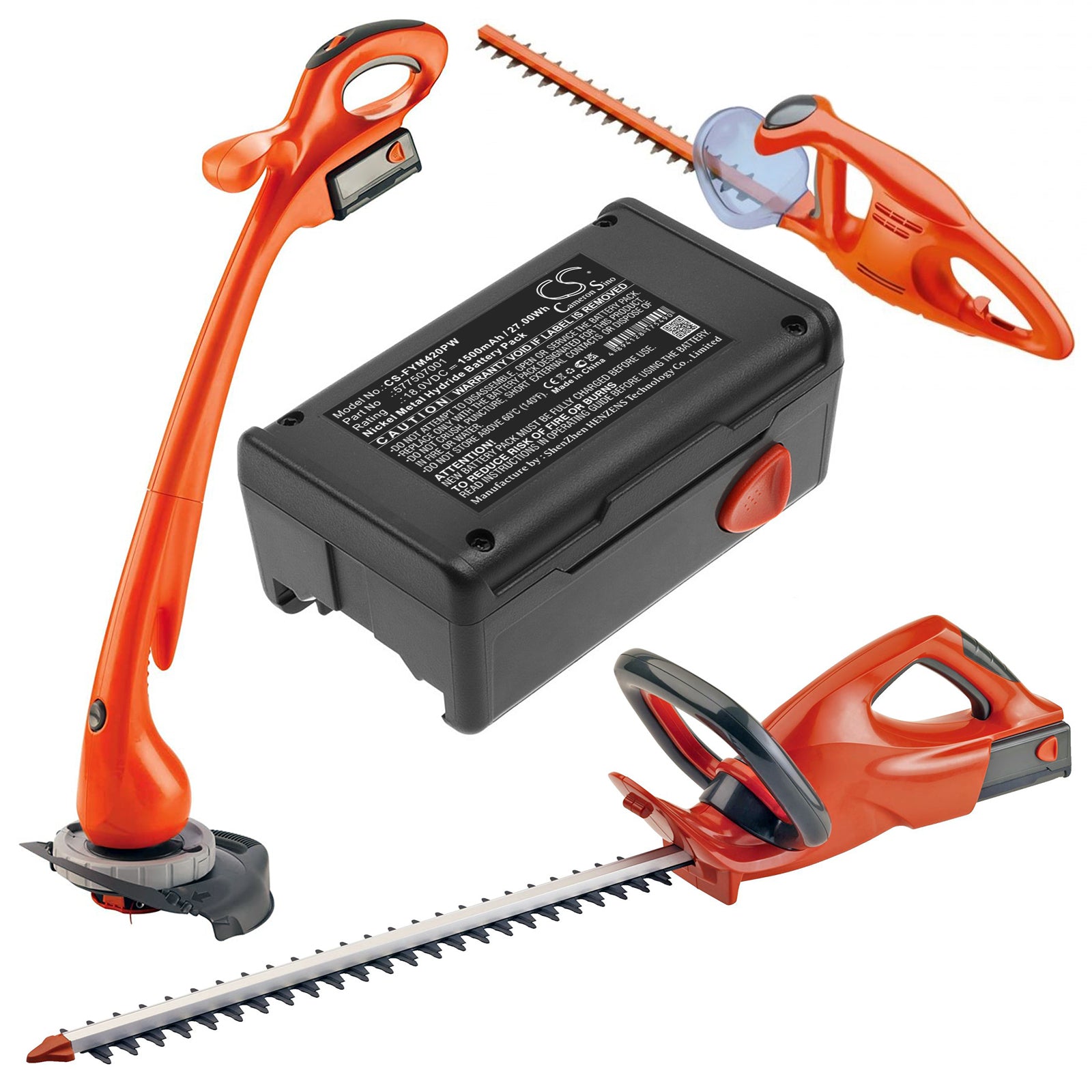 Ni-MH, Gardening Tools Battery fits Flymo Contour Cordless Xt, Easicut 420, 18.0V, 1500mAh Gardening Tools Cameron Sino Technology Limited