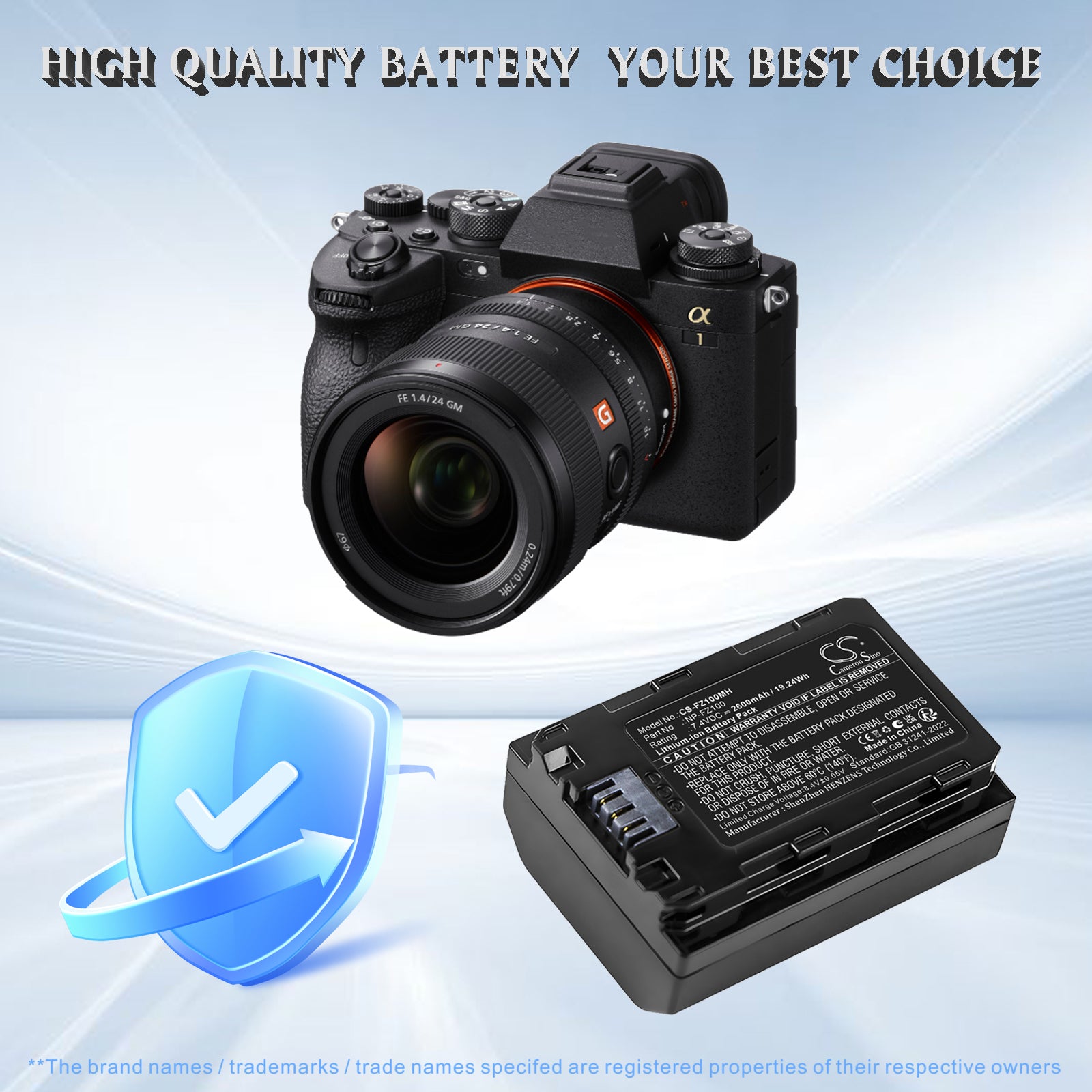 7.4V, Li-ion, 2600mAh, Battery fits Sony A7 Mark 3, A7R Mark 3, 19.24Wh Camera Cameron Sino Technology Limited