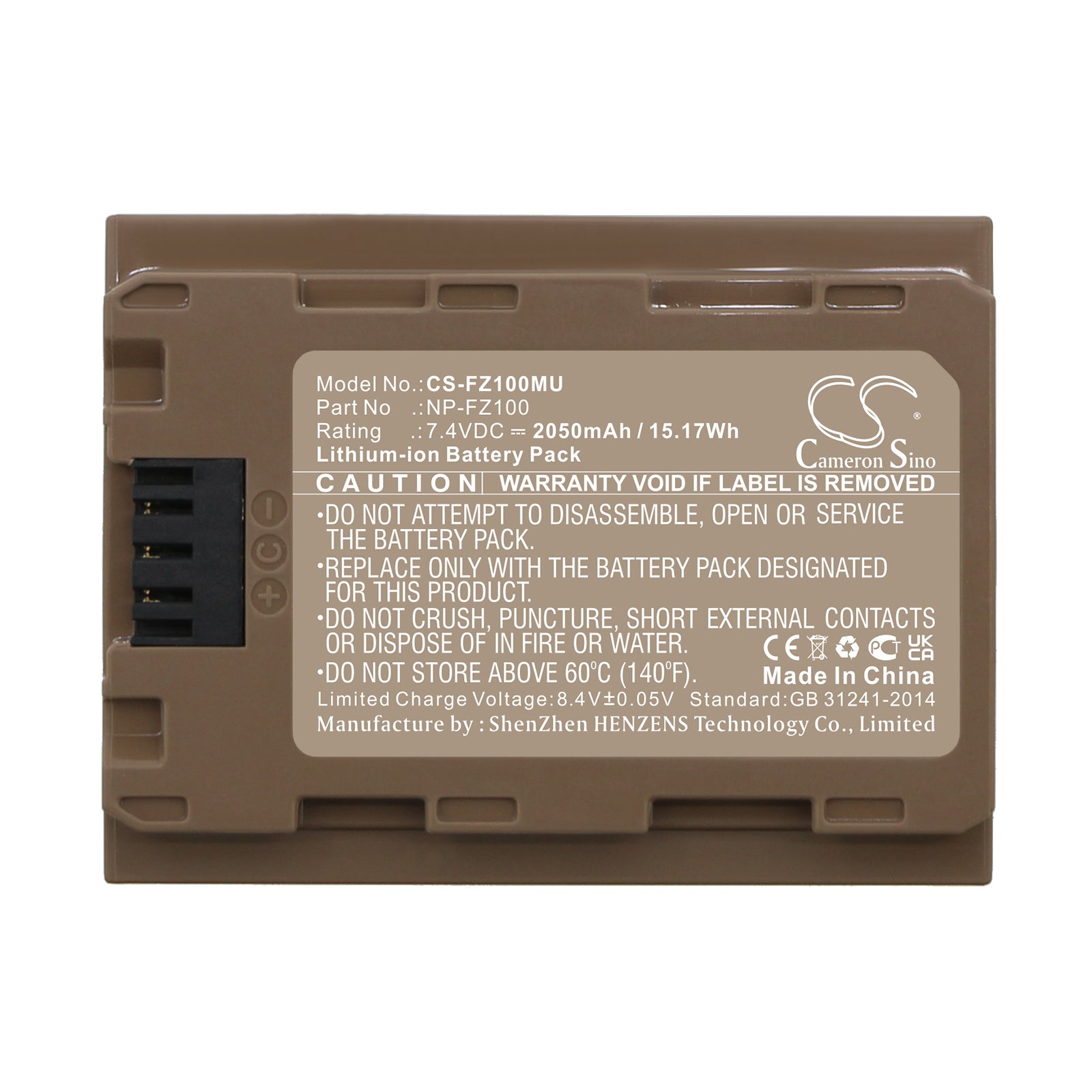 Li-ion, Camera Battery fits Sony A7 Mark 3, A7r Mark 3, 7.4V, 2050mAh Camera Cameron Sino Technology Limited