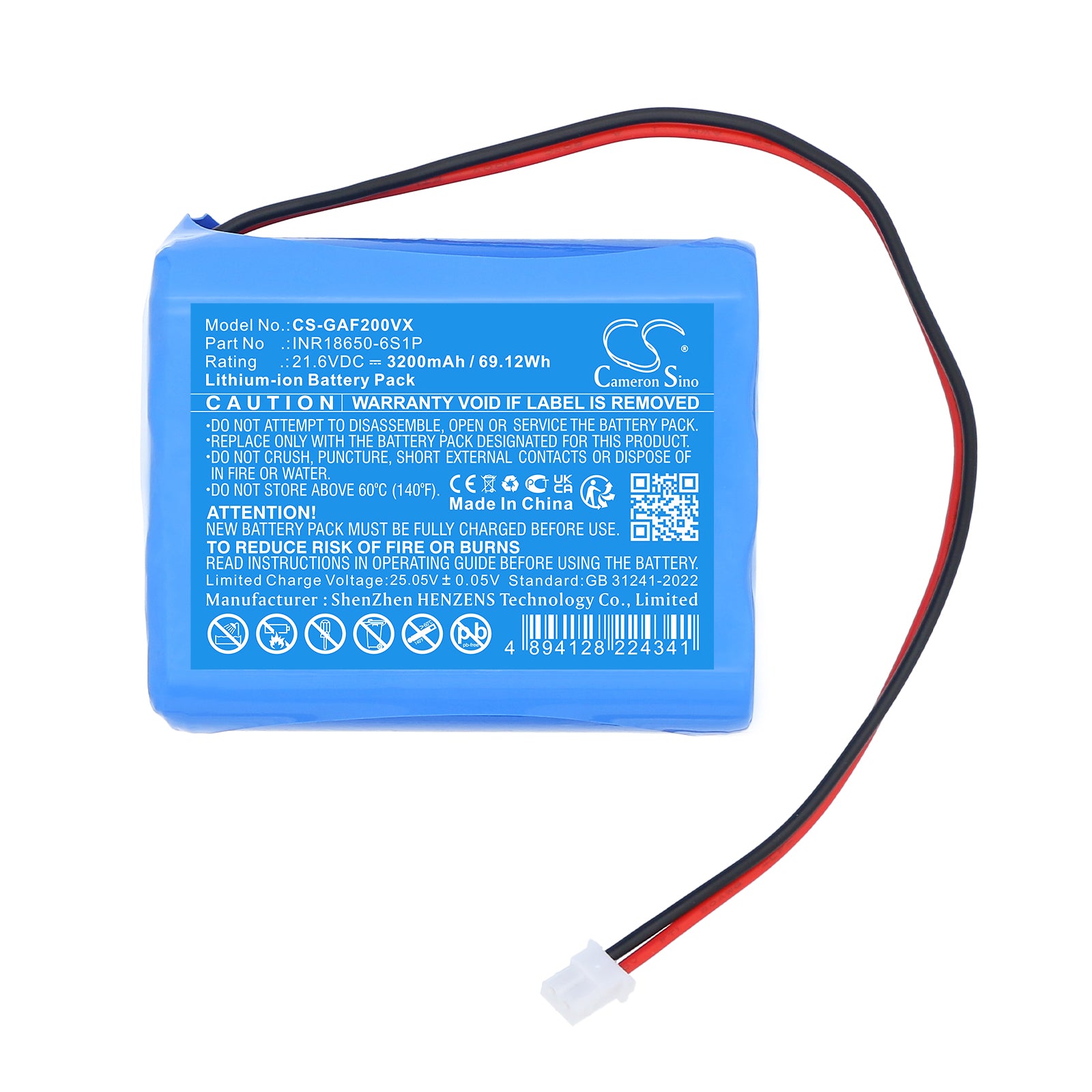 21.6V, Li-ion, 3200mAh, Battery fits Geek Aire Fan CF2, 69.12Wh Fans Cameron Sino Technology Limited