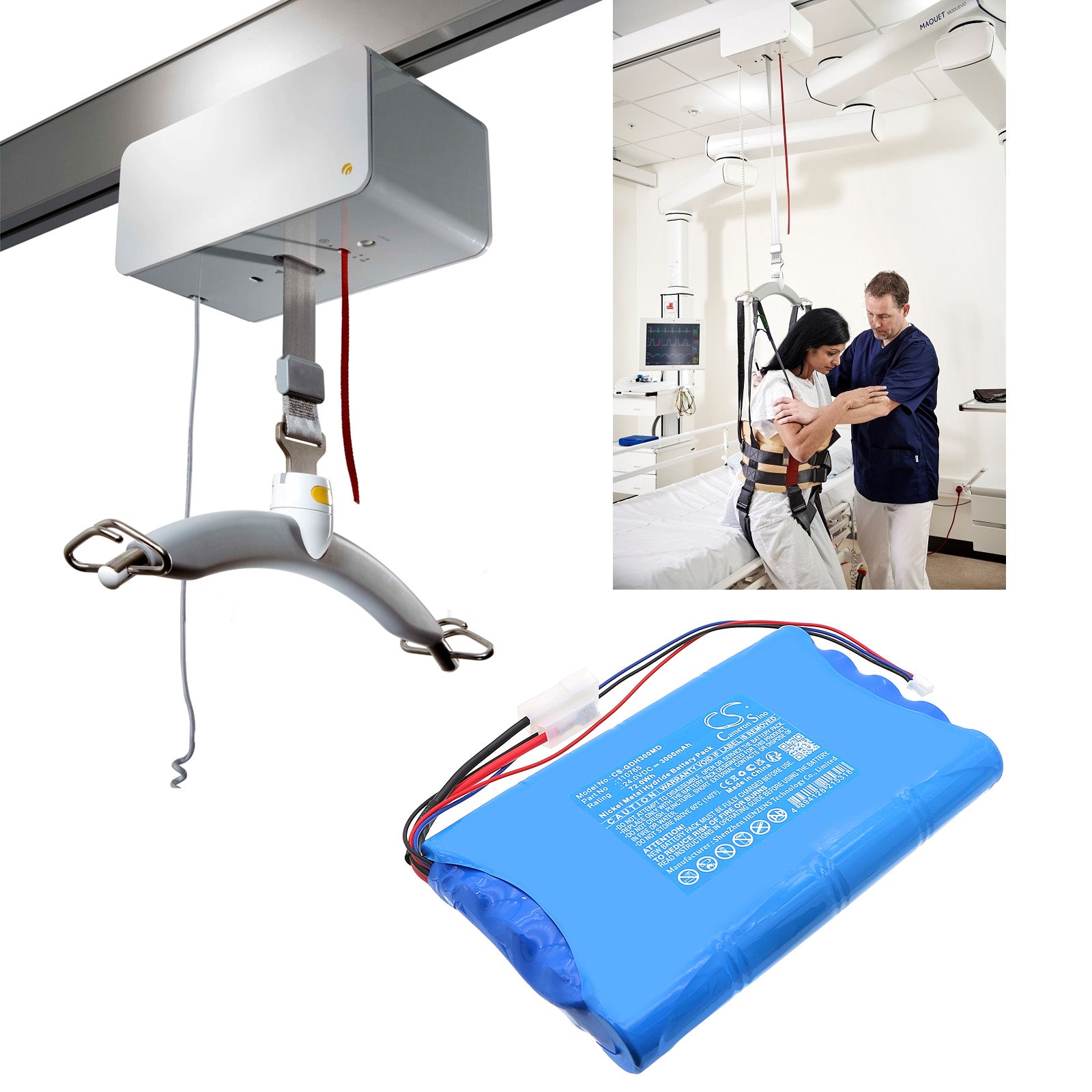 24V, Ni-MH, 3000mAh, Battery fits Guldmann GH3 Ceiling Lift, GH3+ Ceiling Lift, 72Wh Medical Cameron Sino Technology Limited