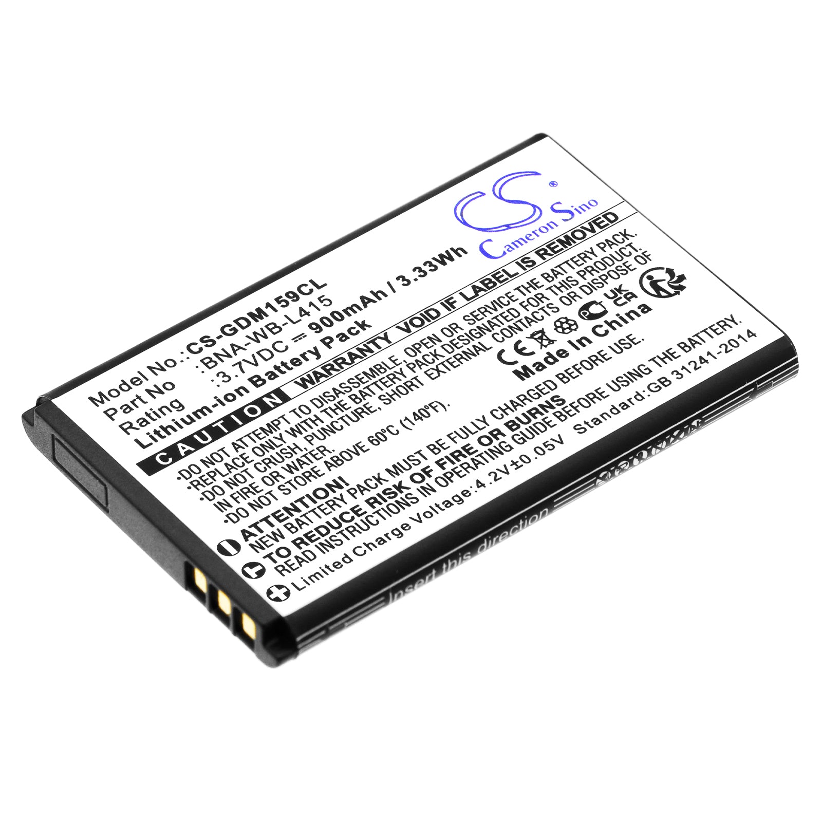 Li-ion, Cordless Phone Battery fits Grandstream 1595, 3.7V, 900mAh Cordless Phone Cameron Sino Technology Limited