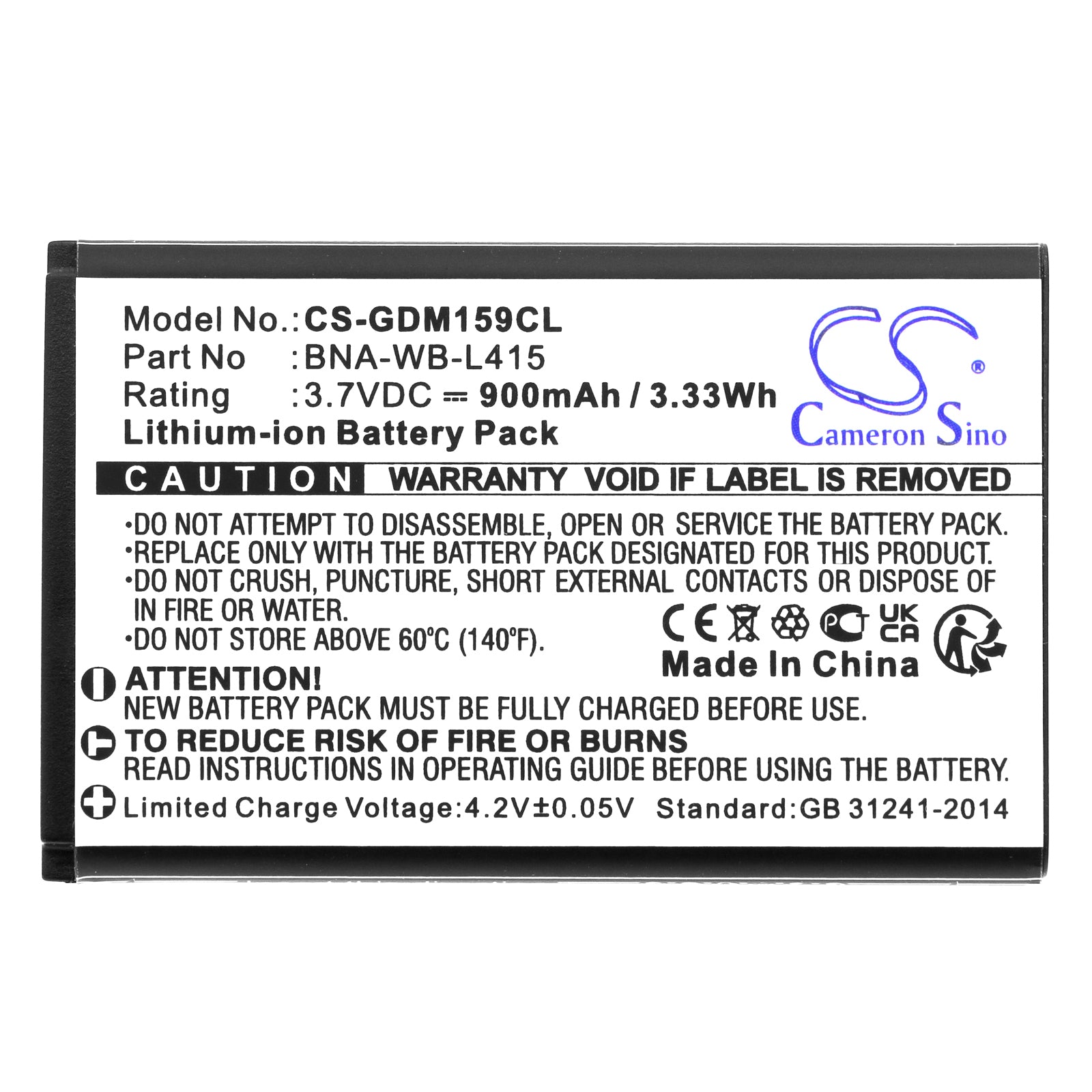 Li-ion, Cordless Phone Battery fits Grandstream 1595, 3.7V, 900mAh Cordless Phone Cameron Sino Technology Limited
