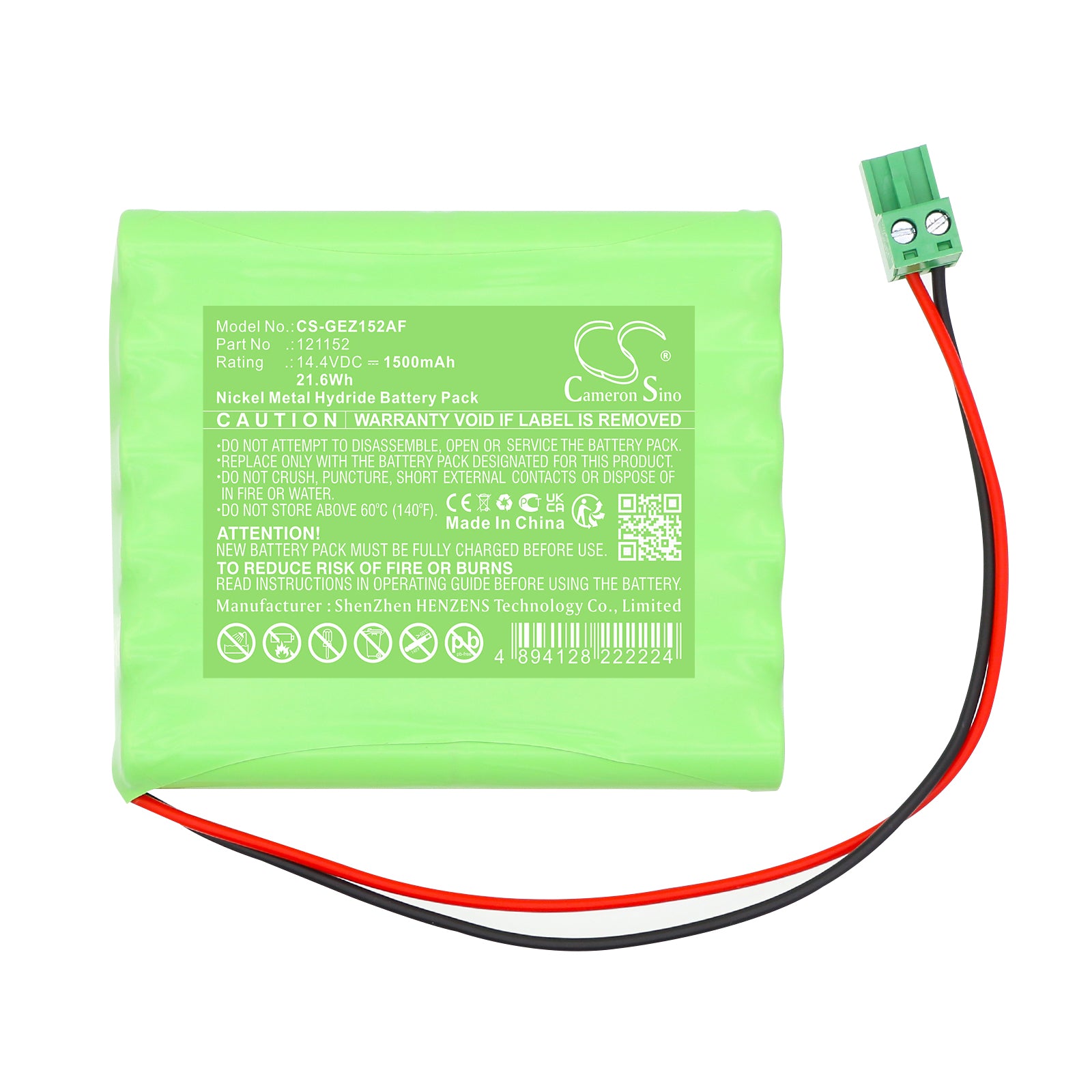 14.4V, Ni-MH, 1500mAh, Battery fits GEZE Ecconodrive EL, 21.6Wh Automatic Doors Cameron Sino Technology Limited