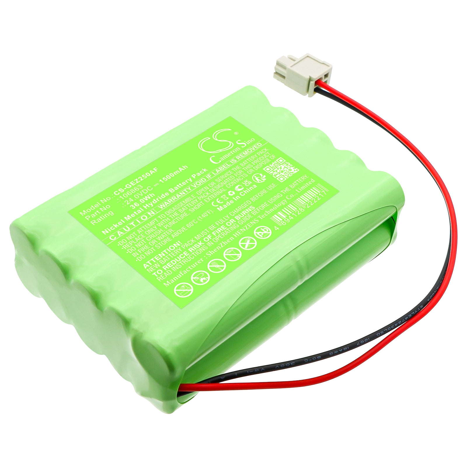 24V, Ni-MH, 1500mAh, Battery fits GEZE 106863, 80100404, 36Wh Automatic Doors Cameron Sino Technology Limited