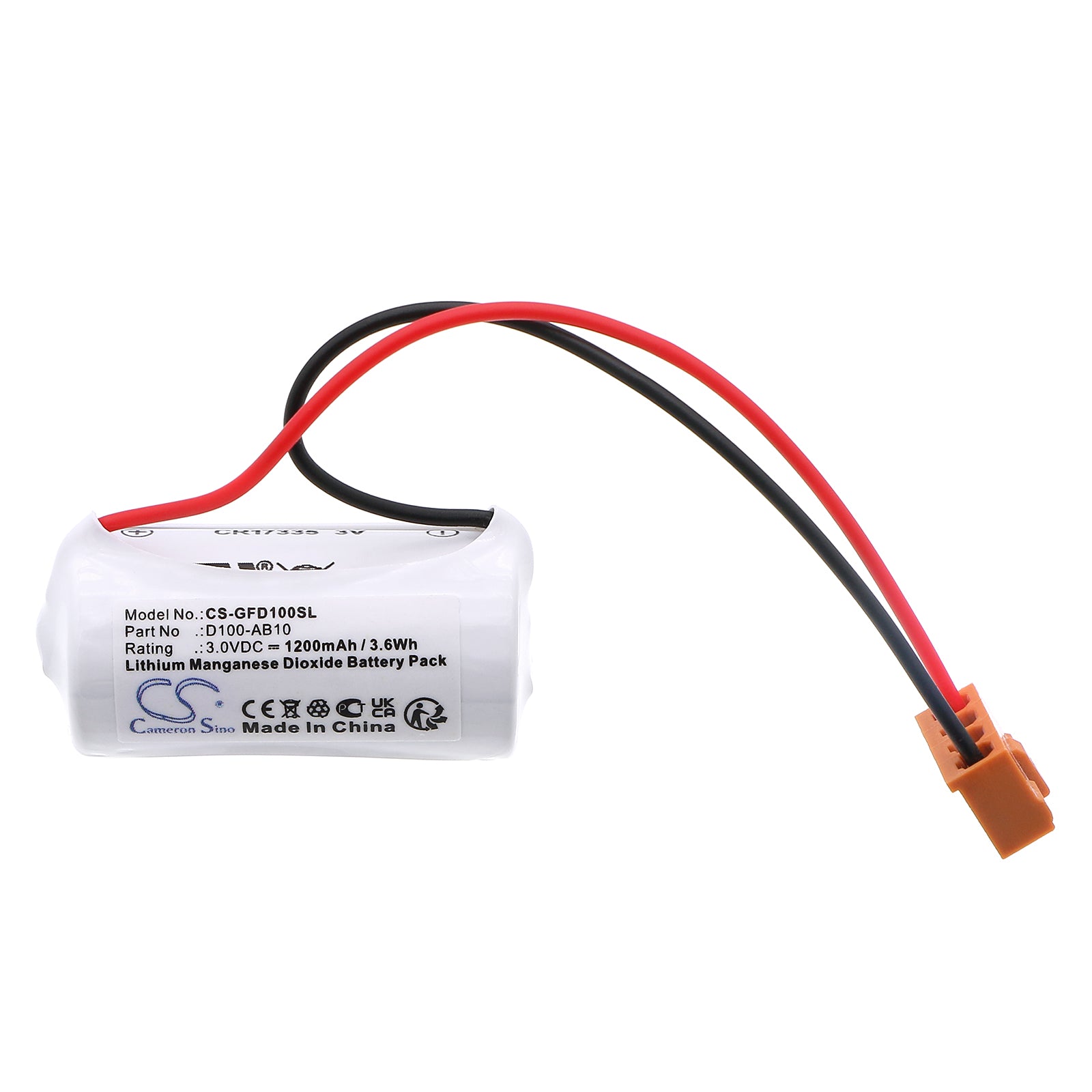 3V, Li-MnO2, 1200mAh, Battery fits GE Fanuc D100, D100 programmable logic controllers, 3.6Wh PLC Cameron Sino Technology Limited