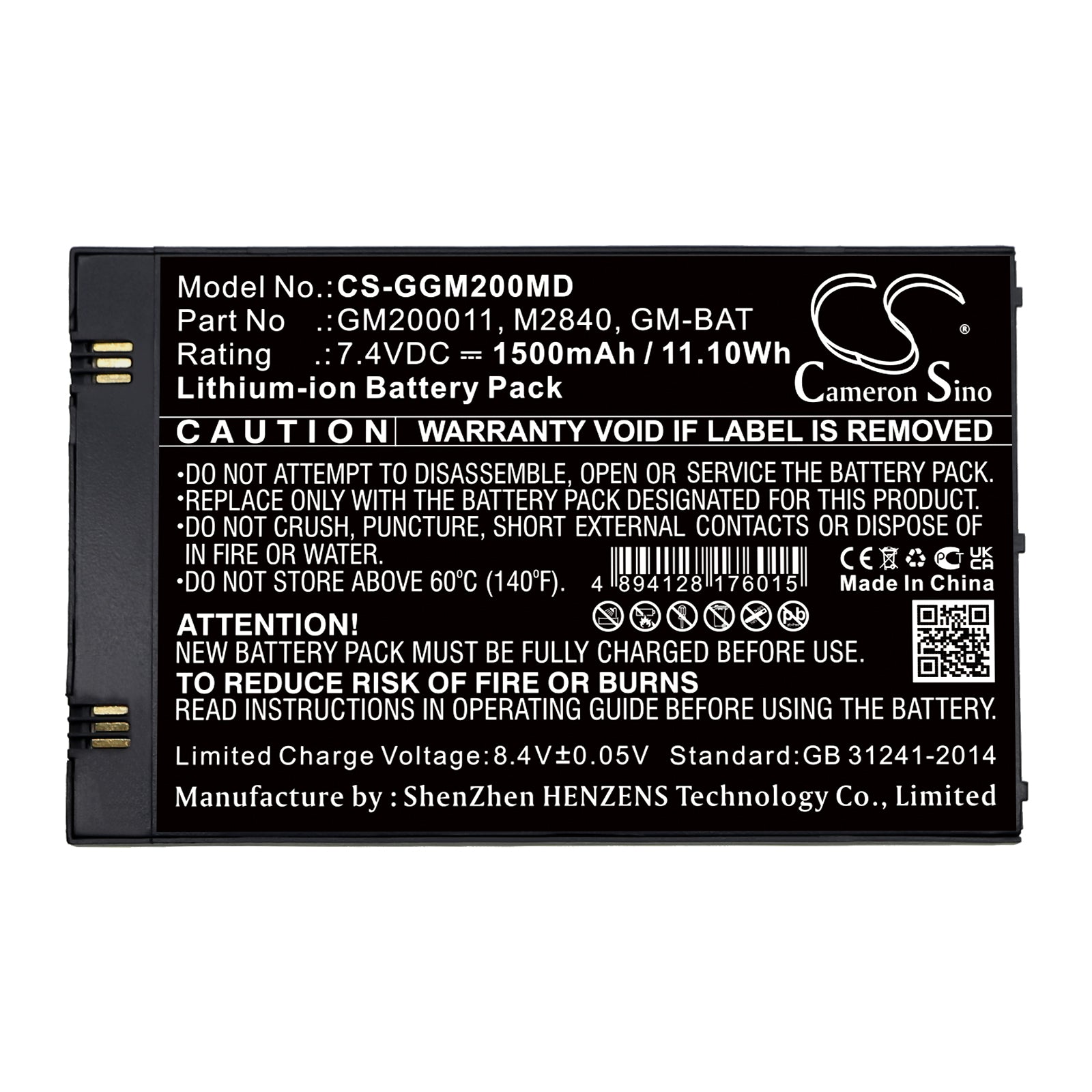 Li-ion, Medical Battery fits Ge Echographe Vscan, Scan Ultrasound, 7.4V, 1500mAh Medical Cameron Sino Technology Limited