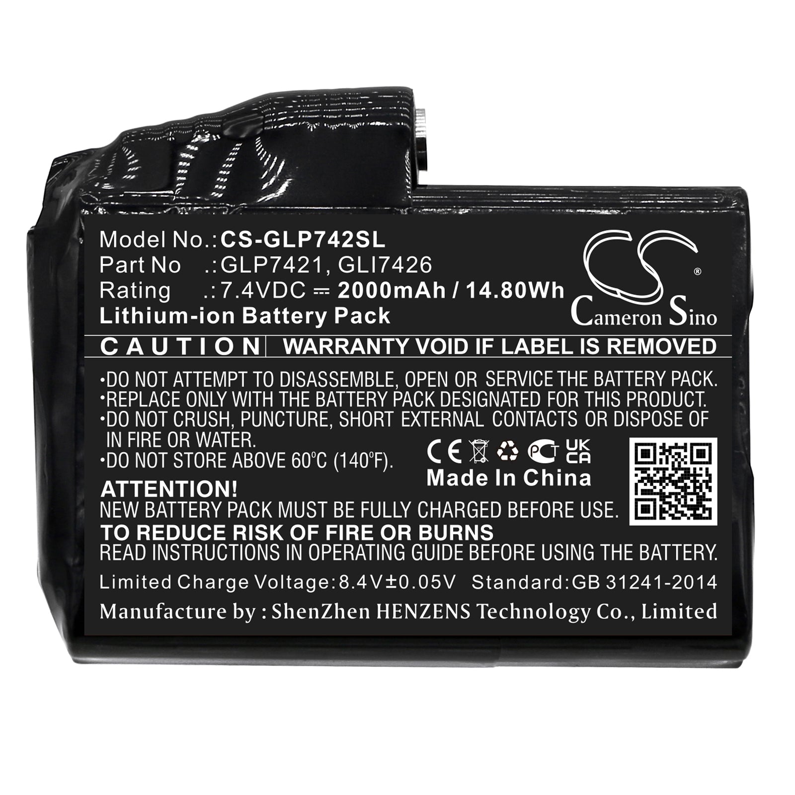 Li-ion, Heated Clothes Battery fits Glovii Gj1, Gj1c, 7.4V, 2000mAh Heated Clothes Cameron Sino Technology Limited