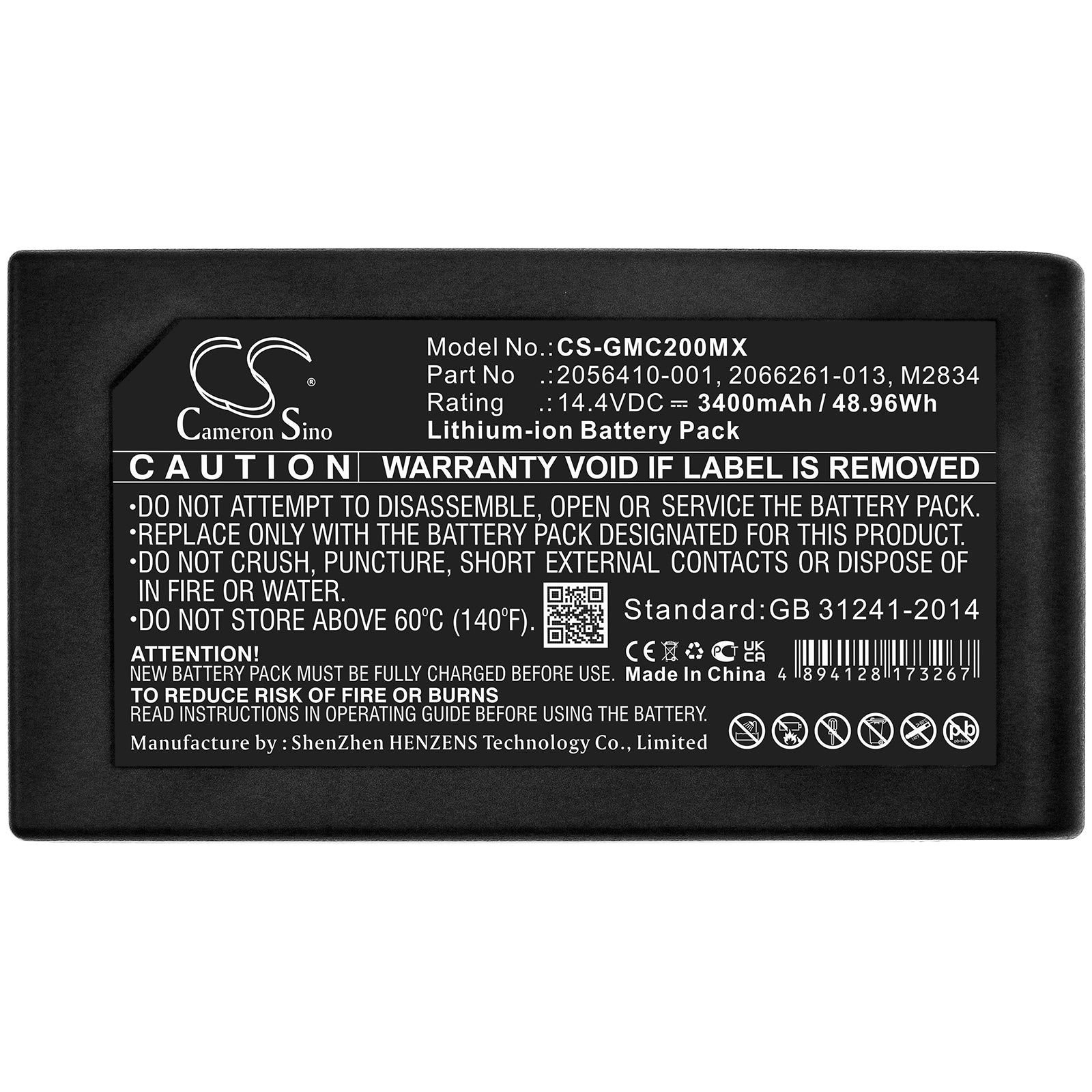 Li-ion, Medical Battery fits Ge Mac 2000, Mac 2000 Ekg, 14.4V, 3400mAh Medical Cameron Sino Technology Limited