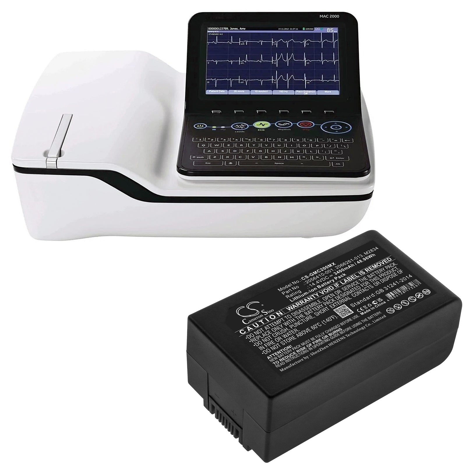 Li-ion, Medical Battery fits Ge Mac 2000, Mac 2000 Ekg, 14.4V, 3400mAh Medical Cameron Sino Technology Limited