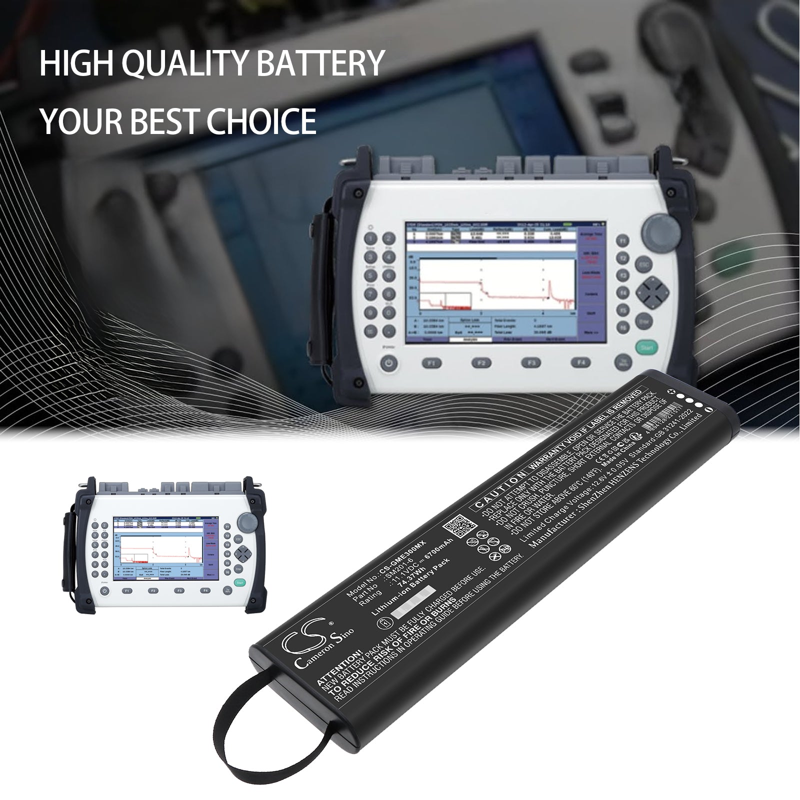 11.1V, Li-ion, 6700mAh, Battery fits Anritsu MT9082, MT9082A2, 74.37Wh Equipment, Survey, Test Cameron Sino Technology Limited
