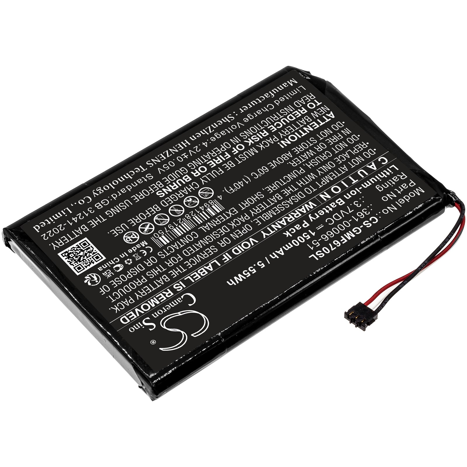 3.7V, Li-ion, 1500mAh, Battery fits Garmin Fleet 670 LM TRUCK, 5.55Wh GPS, Navigator Cameron Sino Technology Limited