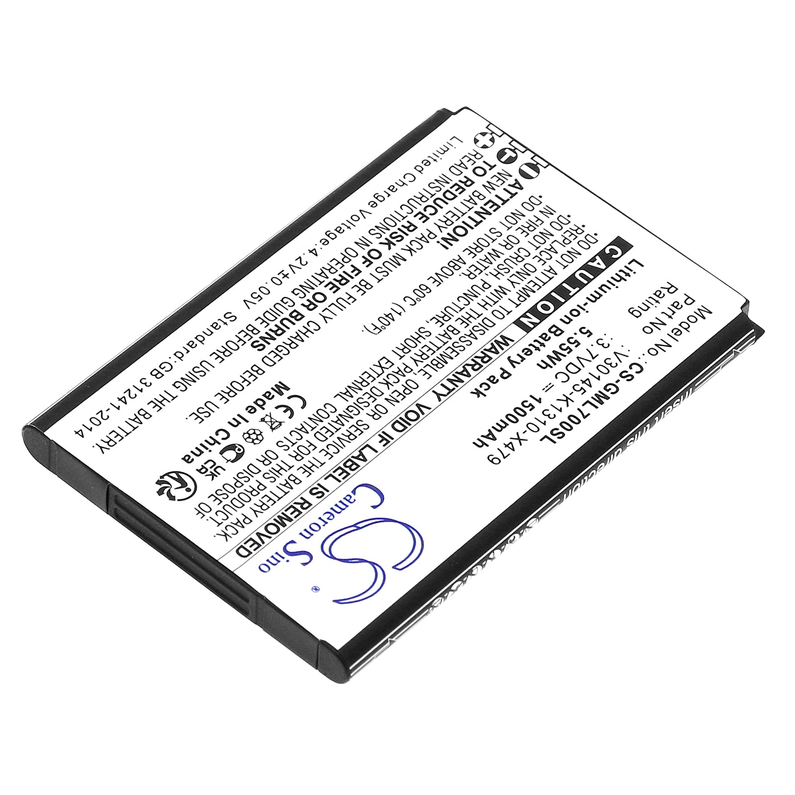 Li-ion, Mobile, SmartPhone Battery fits Gigaset Gl7, 3.7V, 1500mAh Mobile, SmartPhone Cameron Sino Technology Limited