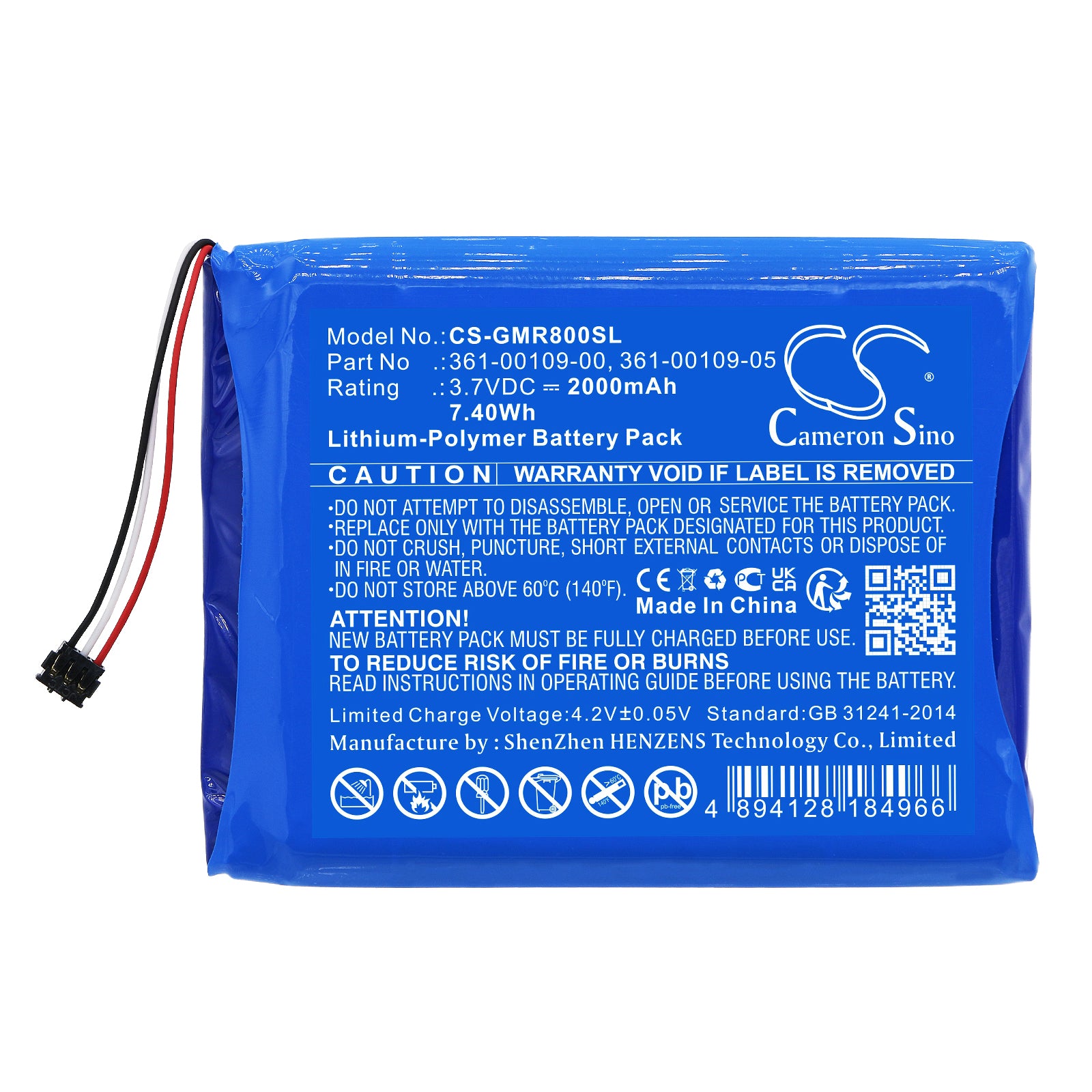 Li-Polymer, GPS, Navigator Battery fits Garmin Dezl Otr800, Dezl Otr800 Mt-s, 3.7V, 2000mAh GPS, Navigator Cameron Sino Technology Limited