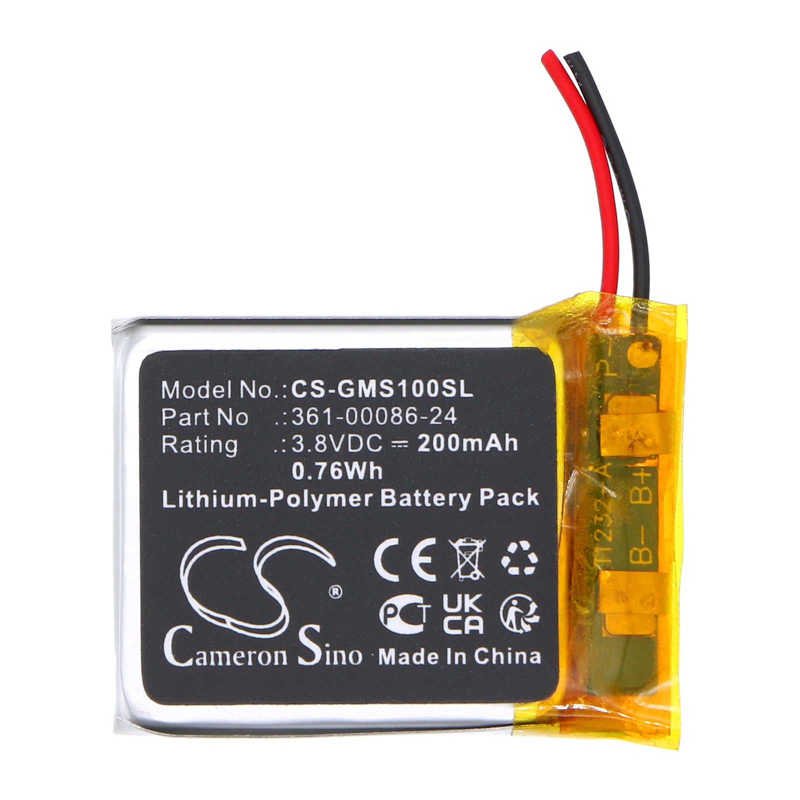Li-Polymer, Smartwatch Battery fits Garmin Instinct Solar Gps, 3.8V, 200mAh Smartwatch Cameron Sino Technology Limited