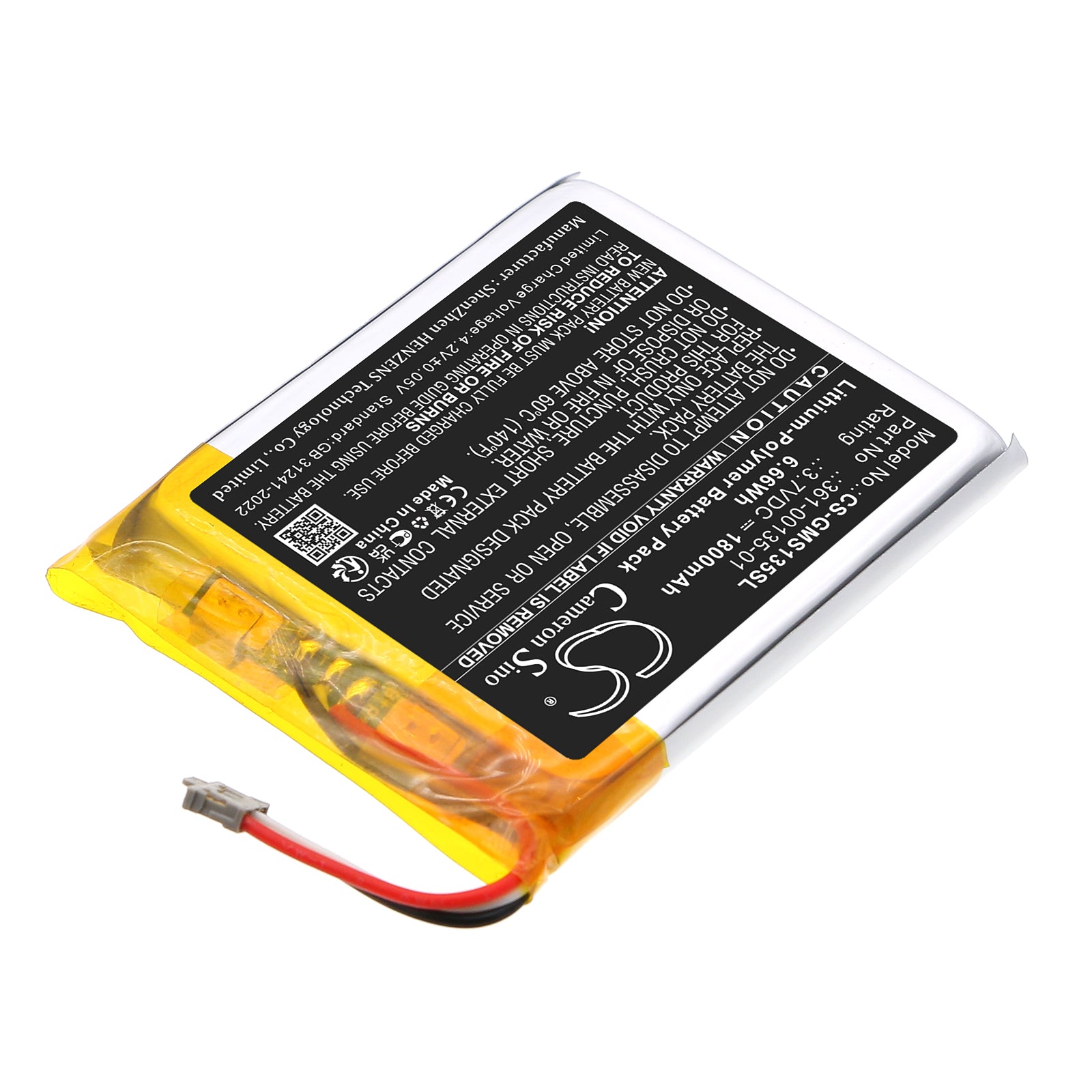 3.7V, Li-Polymer, 1800mAh, Battery fits Garmin EDGE 1040, inReach Messenger, 6.66Wh GPS, Navigator Cameron Sino Technology Limited