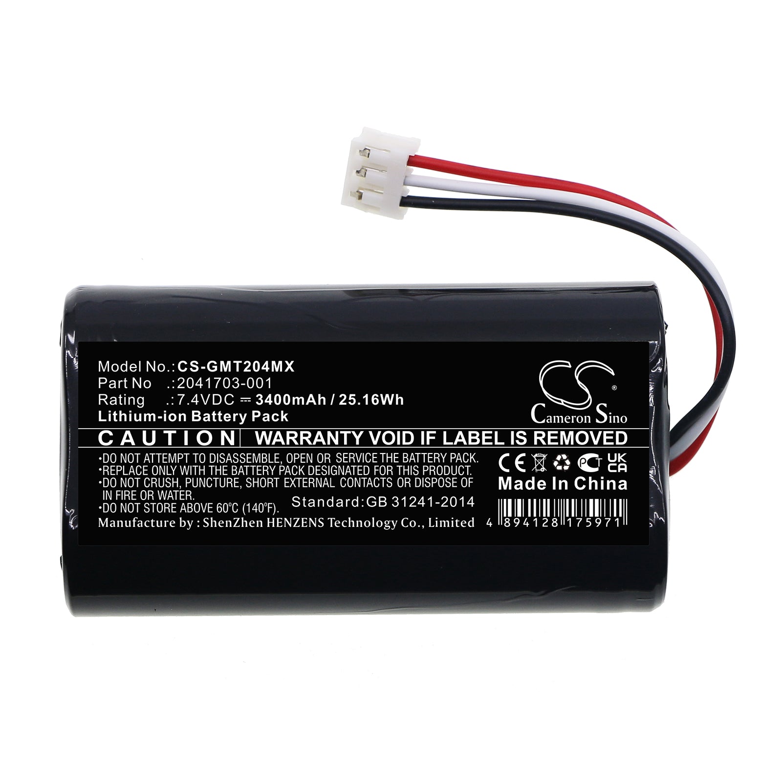 Li-ion, Medical Battery fits Ge Mini Telemetry Transmitter, 7.4V, 3400mAh Medical Cameron Sino Technology Limited