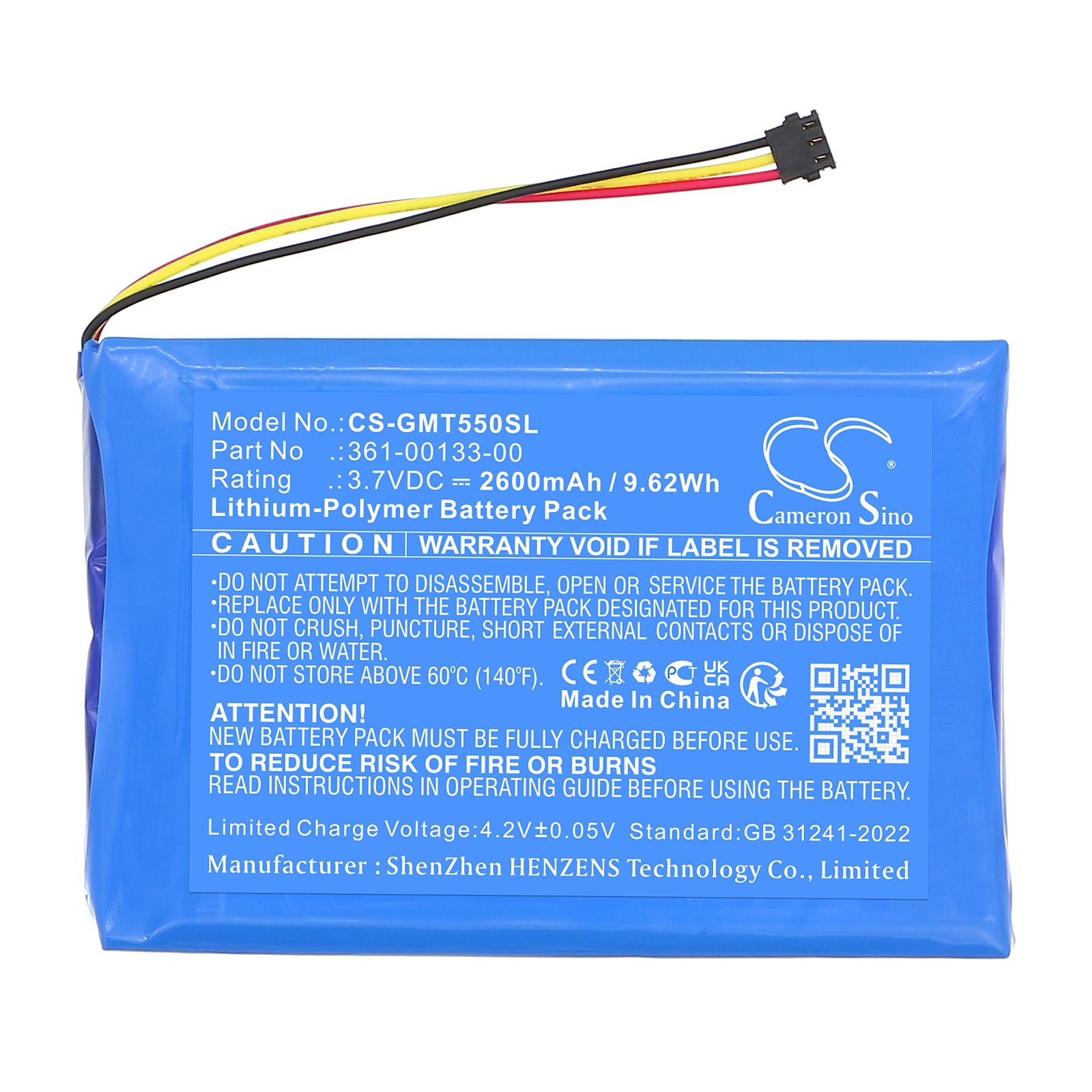 3.7V, Li-Polymer, 2600mAh, Battery fits Garmin Tread 5.5, Zumo XT, 9.62Wh GPS, Navigator Cameron Sino Technology Limited
