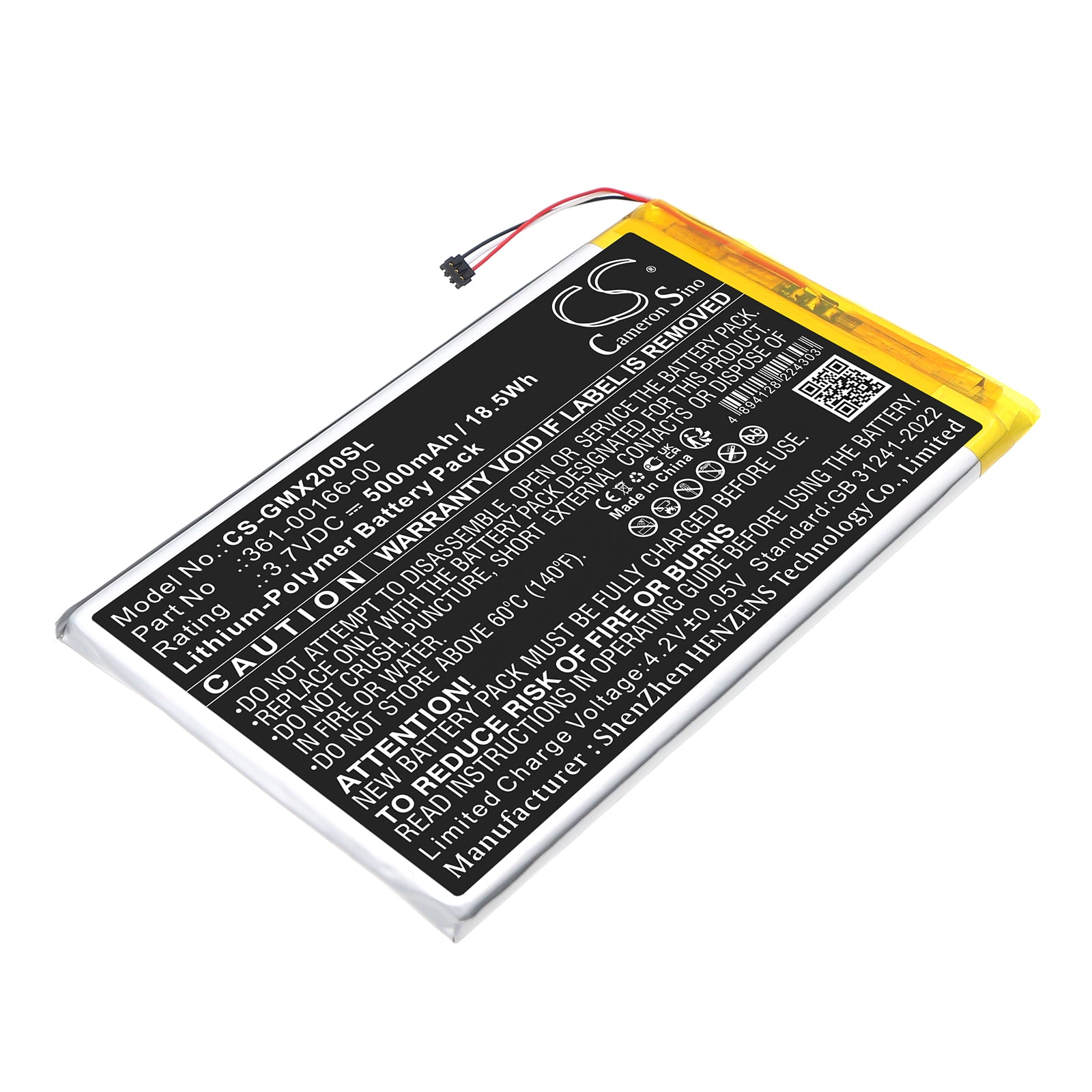 3.7V, Li-Polymer, 5000mAh, Battery fits Garmin Zumo XT2, 18.5Wh GPS, Navigator Cameron Sino Technology Limited