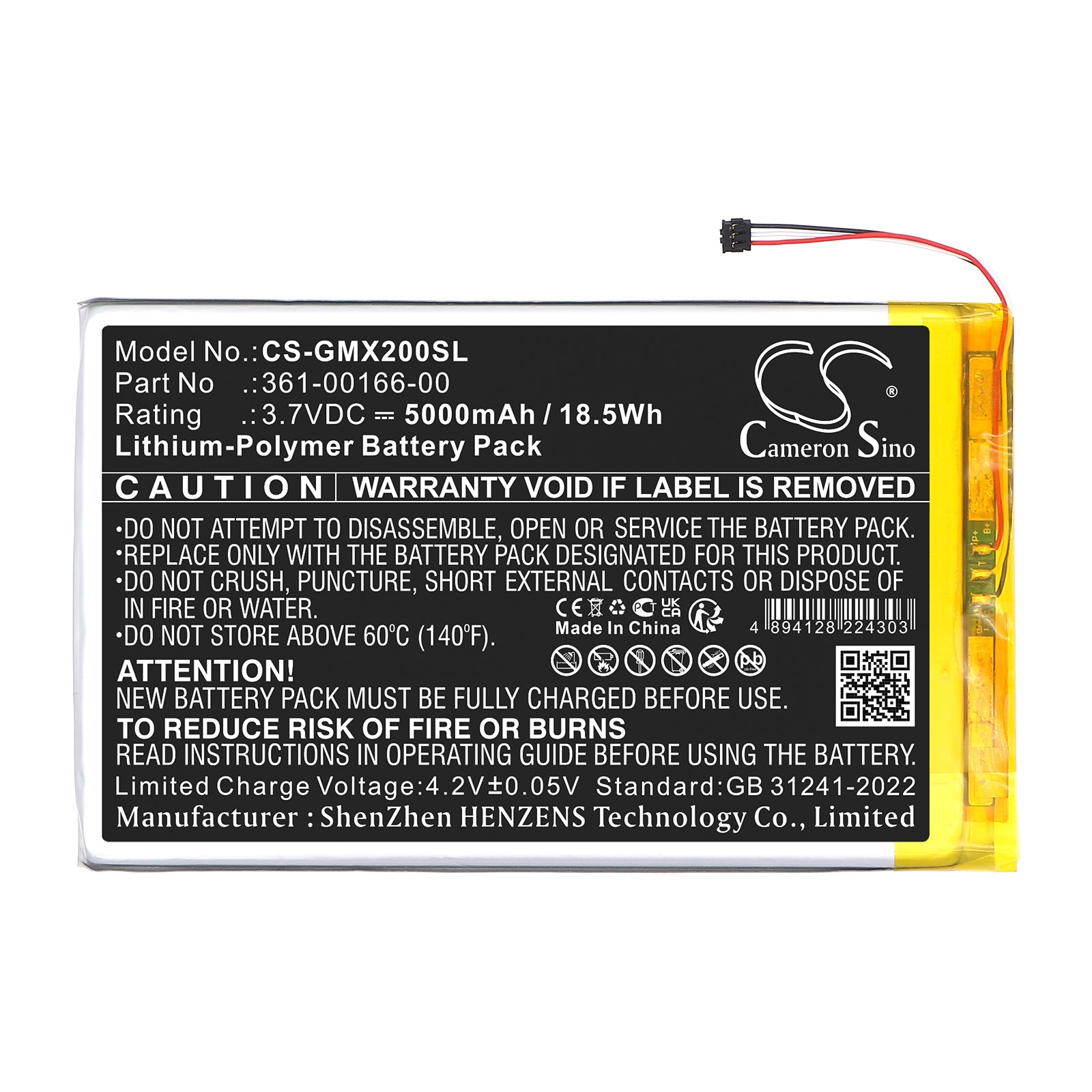 3.7V, Li-Polymer, 5000mAh, Battery fits Garmin Zumo XT2, 18.5Wh GPS, Navigator Cameron Sino Technology Limited