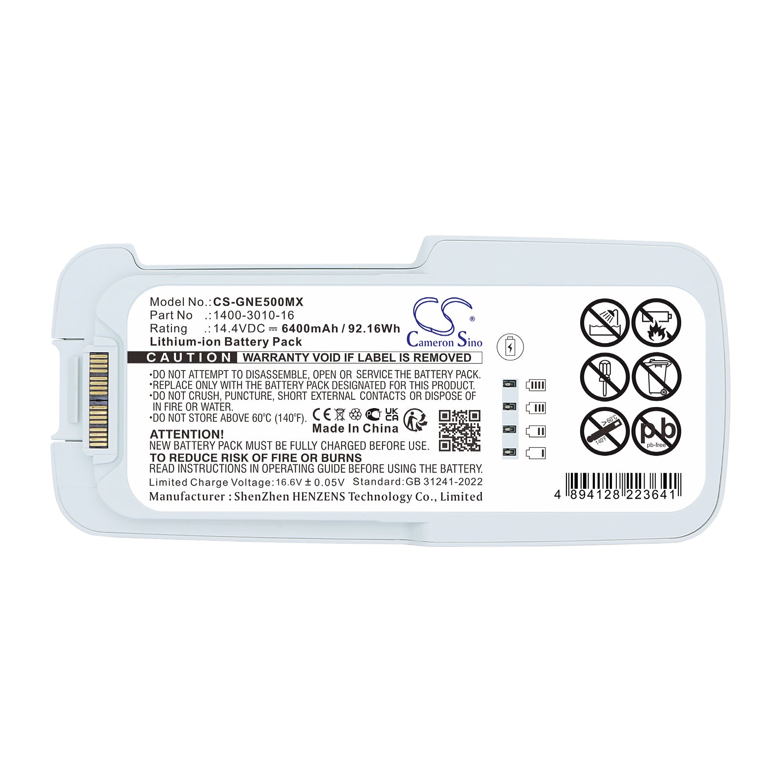 14.4V, Li-ion, 6400mAh, Battery fits Inogen One G5, Rove 6, 92.16Wh Medical Cameron Sino Technology Limited