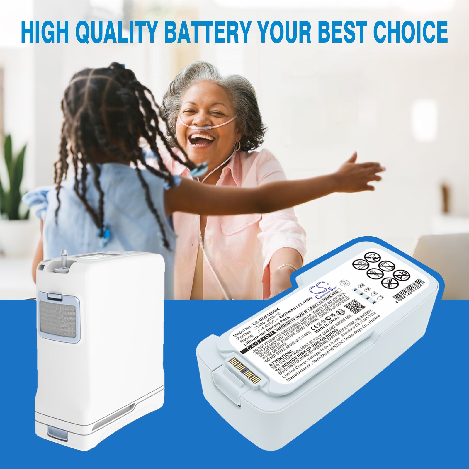 14.4V, Li-ion, 6400mAh, Battery fits Inogen One G5, Rove 6, 92.16Wh Medical Cameron Sino Technology Limited