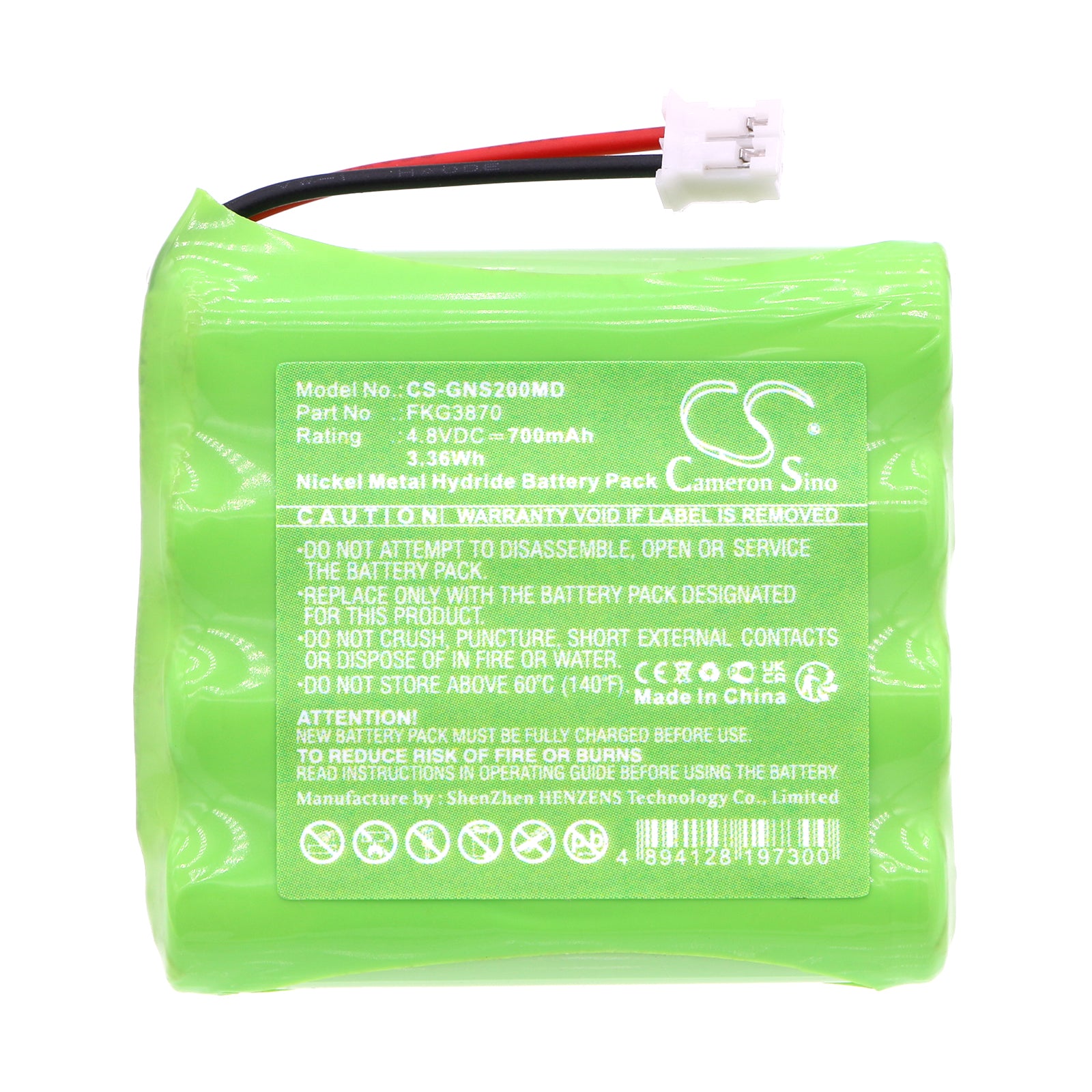 Ni-MH, Medical Battery fits Globus A3r, Duo Tens, 4.8V, 700mAh Medical Cameron Sino Technology Limited