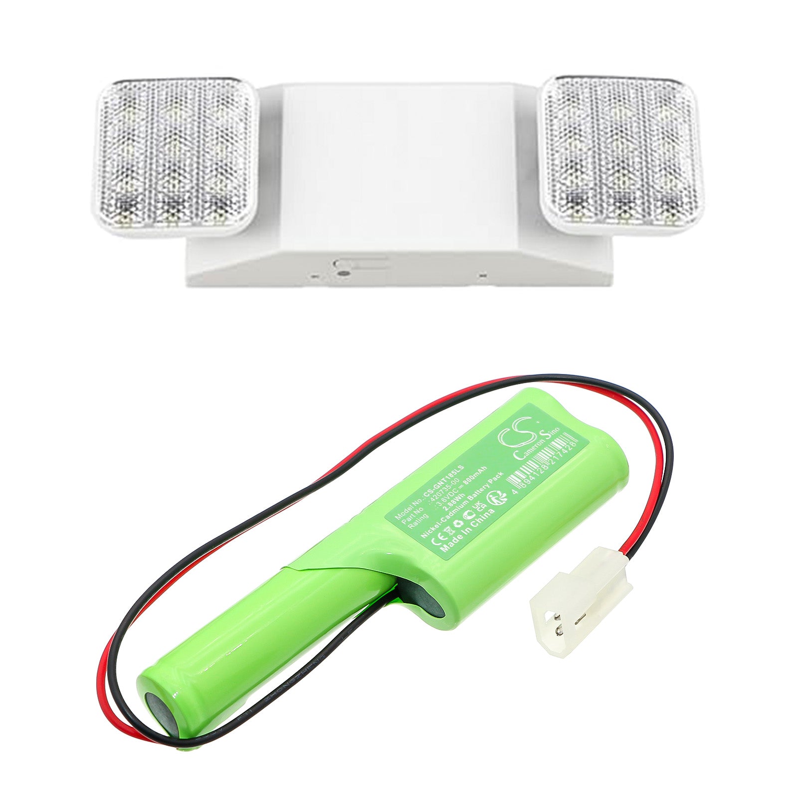 3.6V, Ni-CD, 800mAh, Battery fits Genlyte 52-0185, 62-0185, 2.88Wh Emergency Lighting Cameron Sino Technology Limited