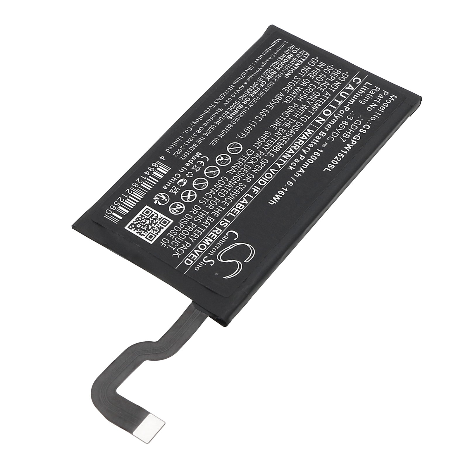 3.85V, Li-Polymer, 1600mAh, Battery fits Google GC15S, GGH2X, 6.16Wh Mobile, SmartPhone Cameron Sino Technology Limited