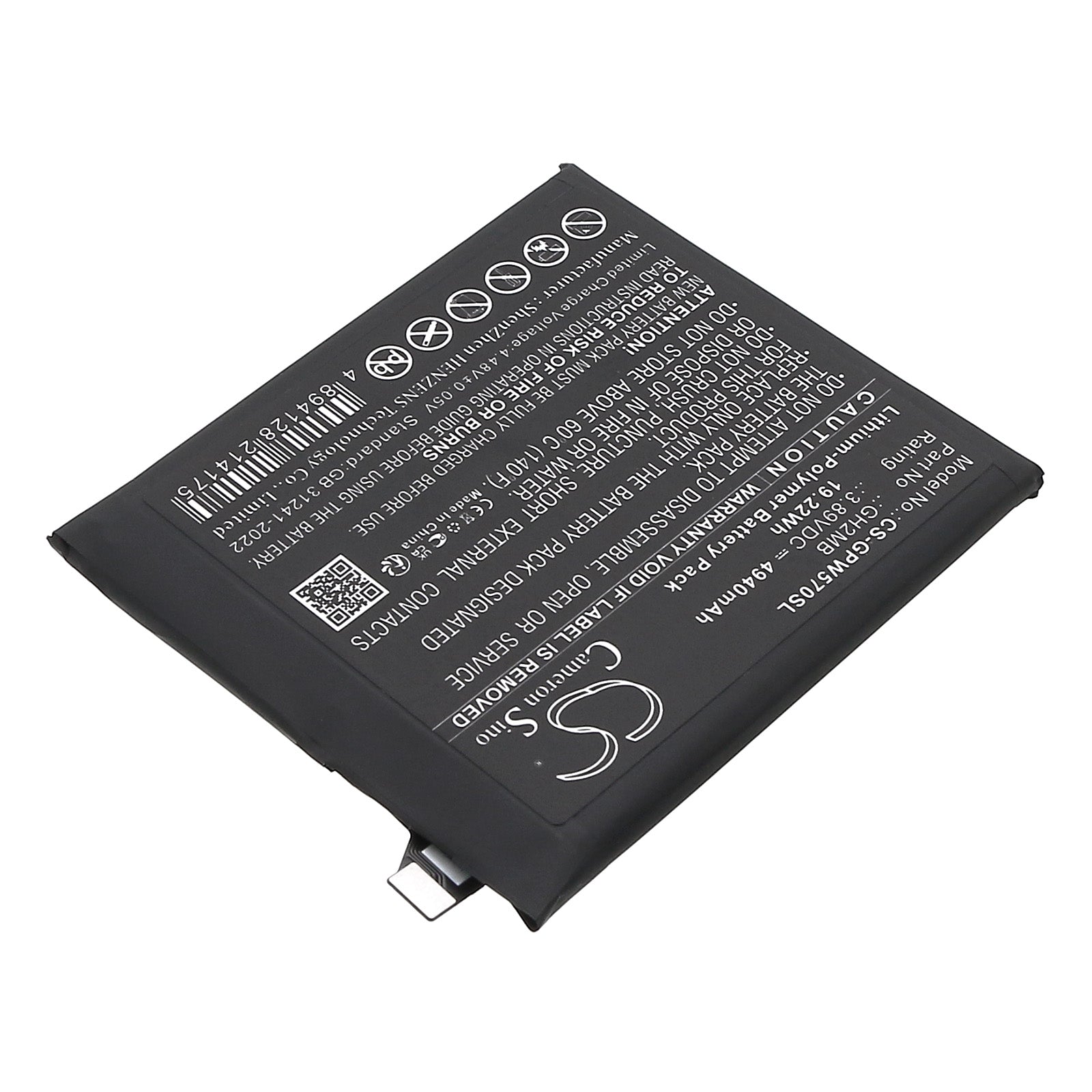 3.89V, Li-Polymer, 4940mAh, Battery fits Google GQ57S, GZC4K, 19.22Wh Mobile, SmartPhone Cameron Sino Technology Limited